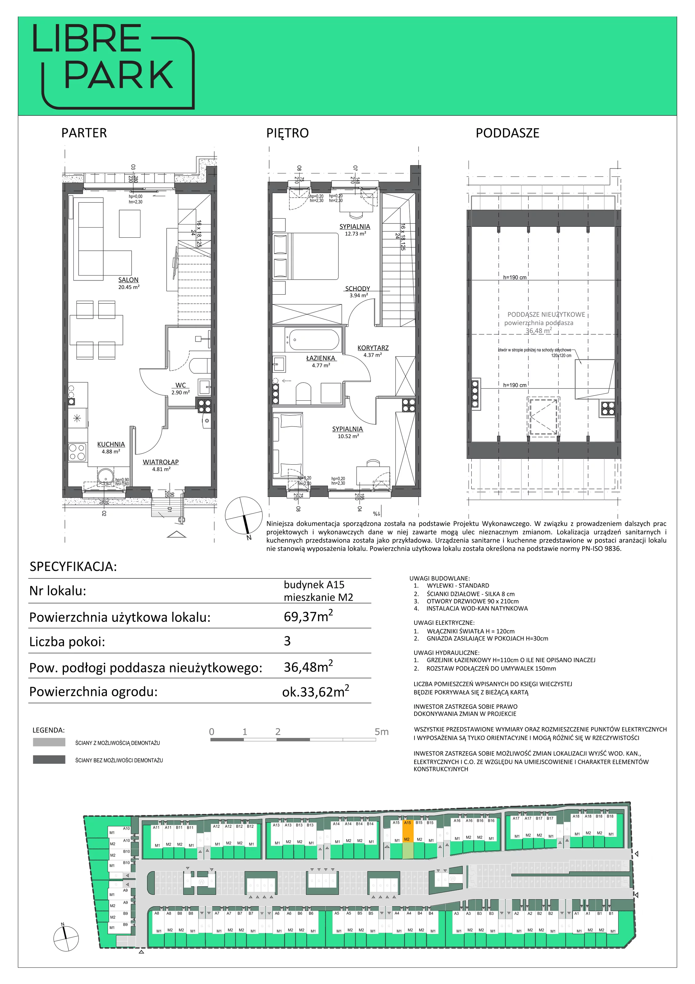 3 pokoje, mieszkanie 69,37 m², parter, oferta nr A15/M2, Libre Park - etap II, Kosakowo, ul. Dyniowa