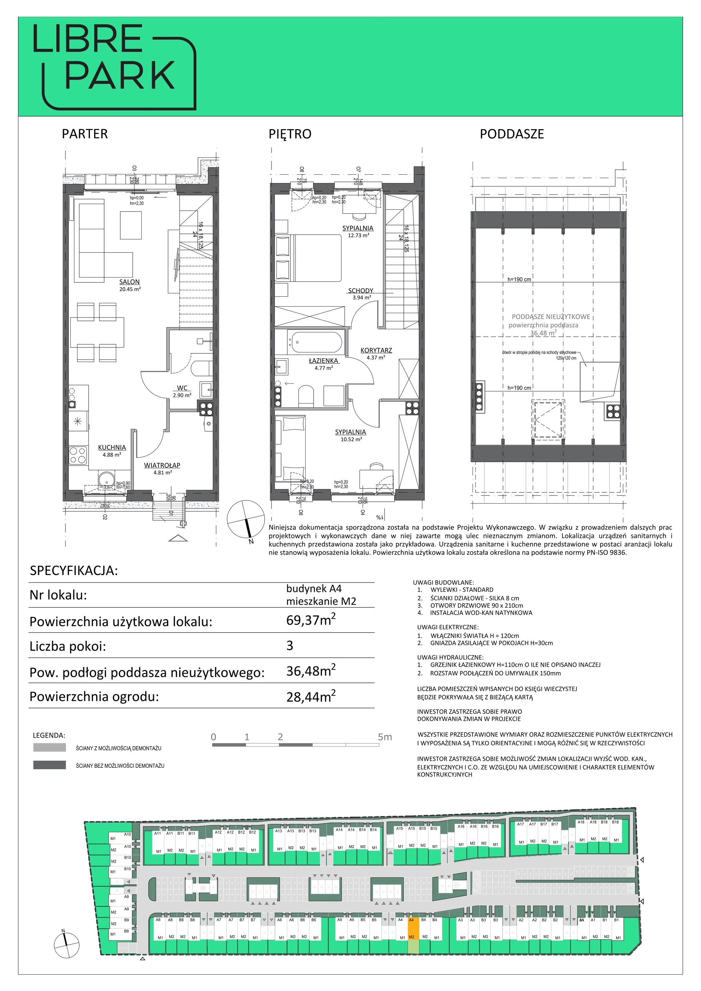 3 pokoje, mieszkanie 69,37 m², parter, oferta nr A4/M2, Libre Park - etap II, Kosakowo, ul. Dyniowa