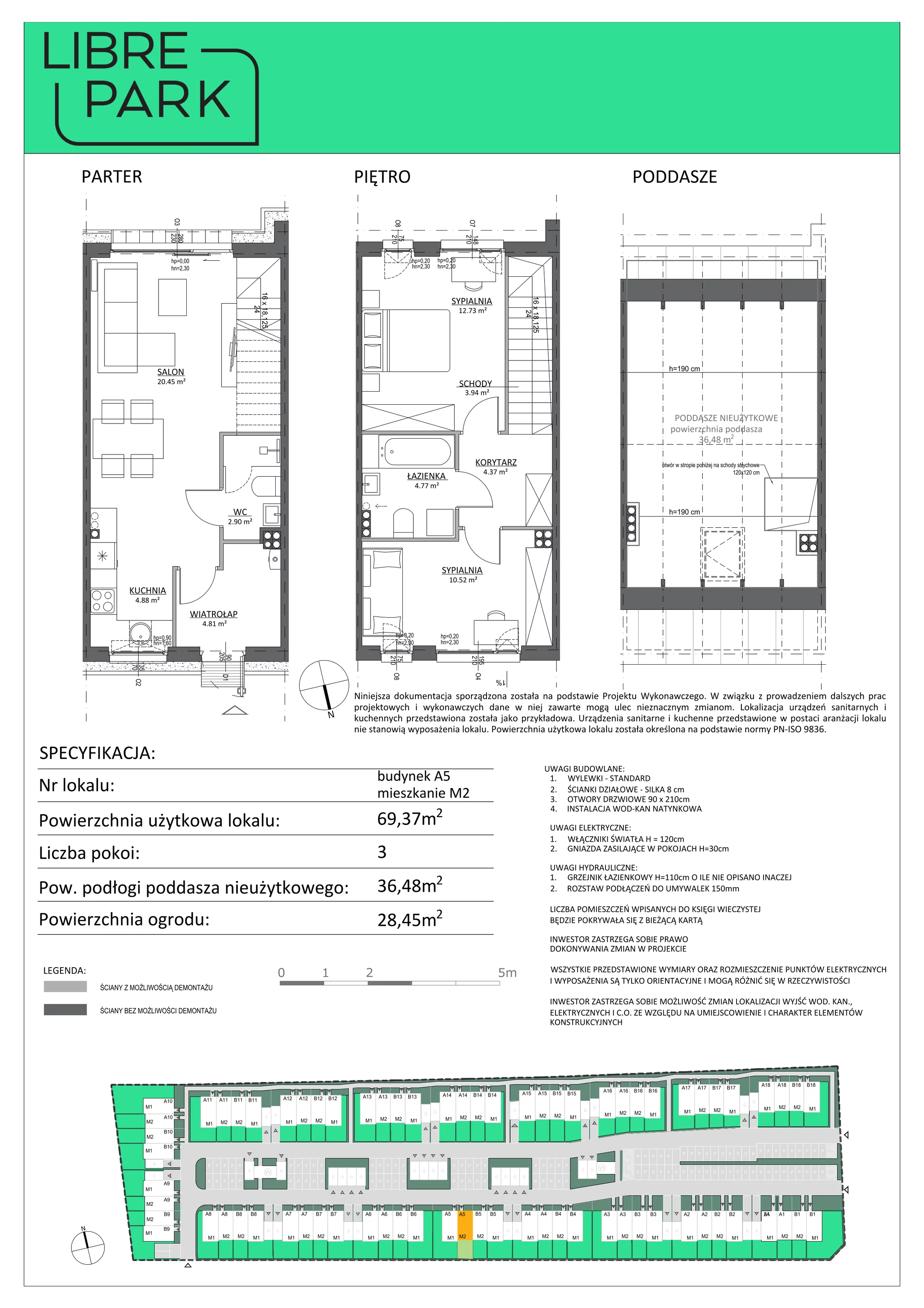 3 pokoje, mieszkanie 69,37 m², parter, oferta nr A5/M2, Libre Park - etap II, Kosakowo, ul. Dyniowa