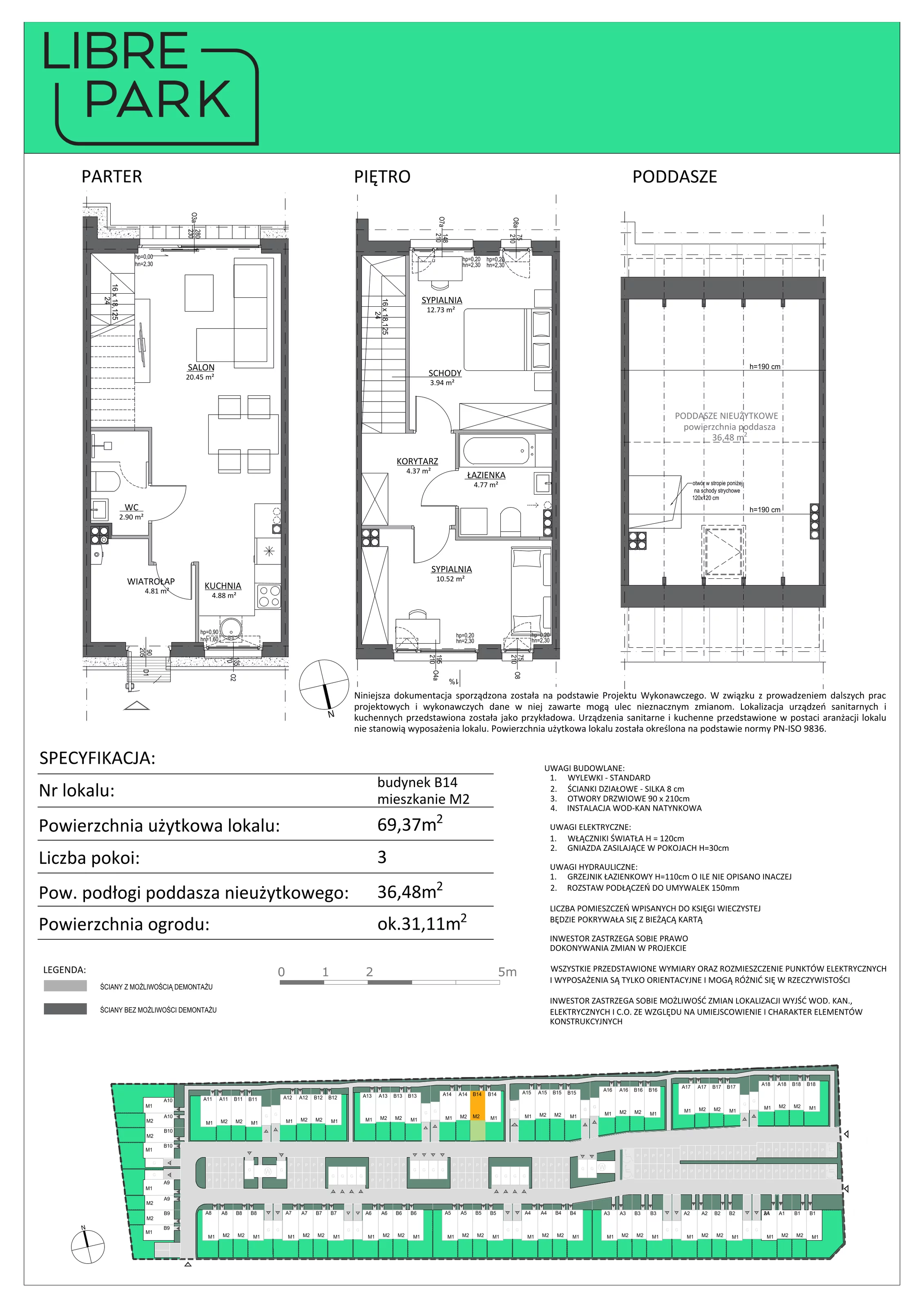 3 pokoje, mieszkanie 69,37 m², parter, oferta nr B14/M2, Libre Park - etap II, Kosakowo, ul. Dyniowa