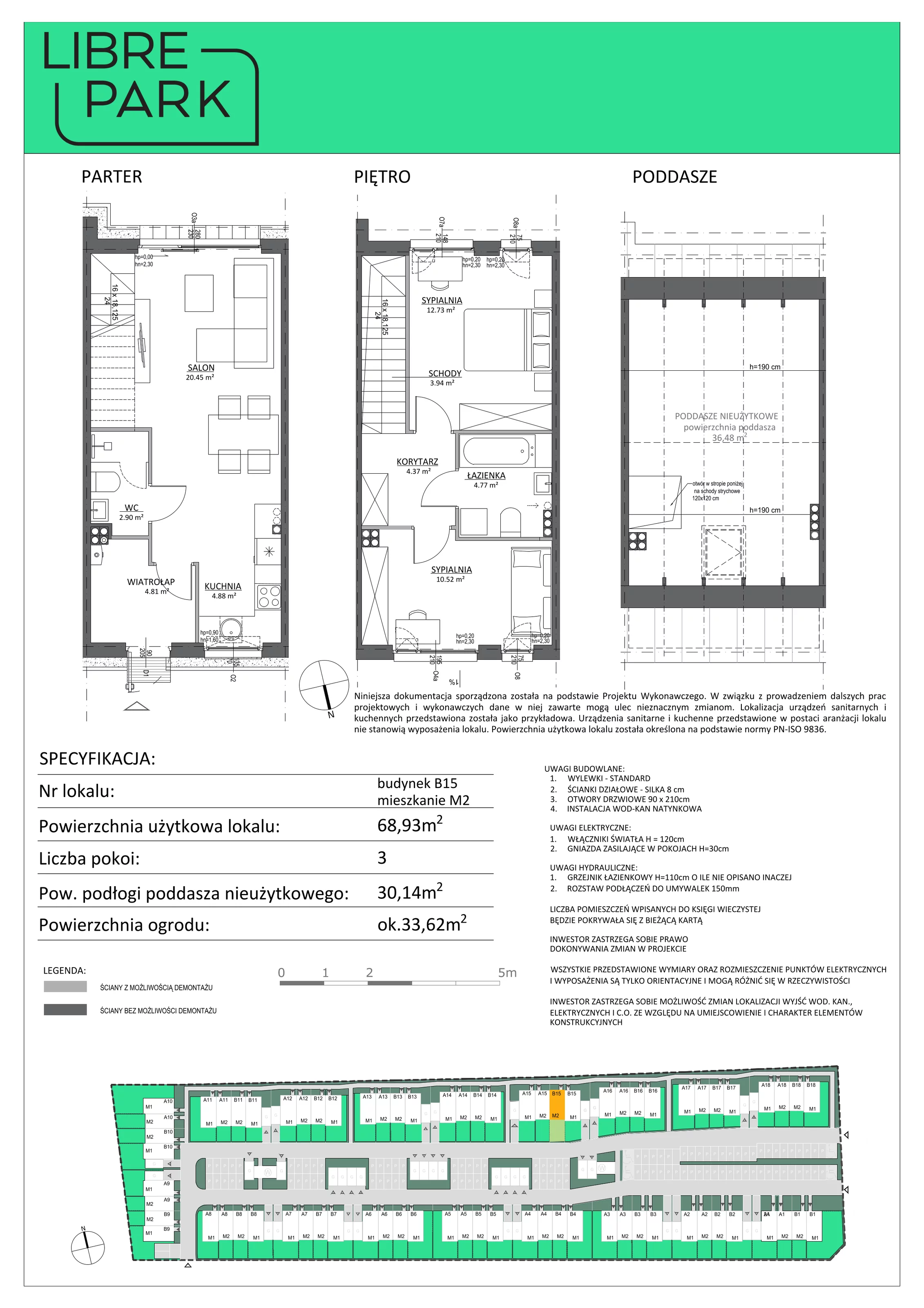 3 pokoje, mieszkanie 69,37 m², parter, oferta nr B15/M2, Libre Park - etap II, Kosakowo, ul. Dyniowa