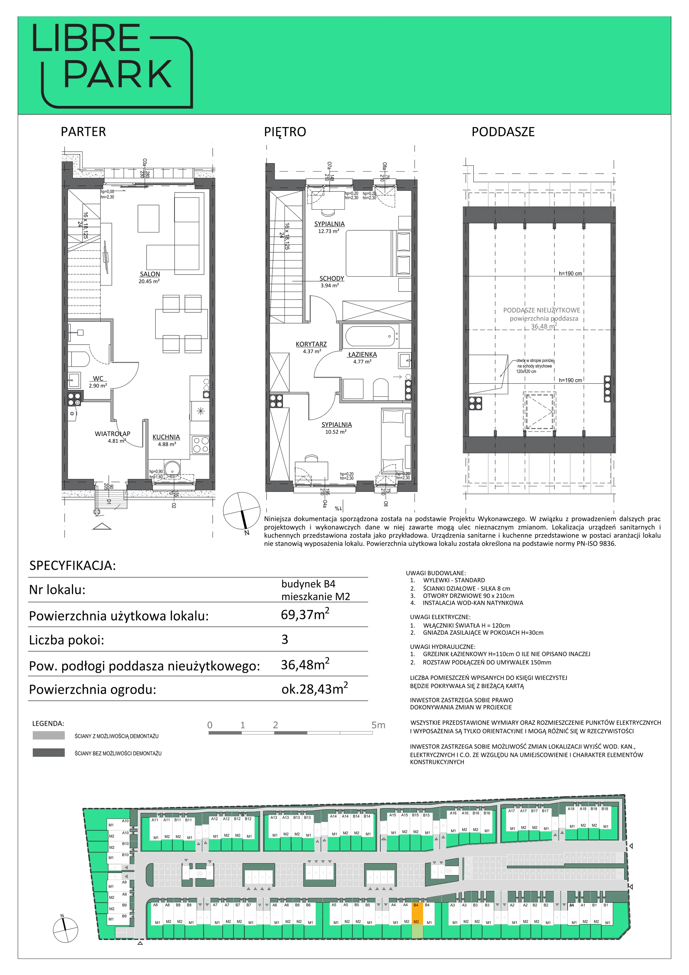 3 pokoje, mieszkanie 69,37 m², parter, oferta nr B4/M2, Libre Park - etap II, Kosakowo, ul. Dyniowa