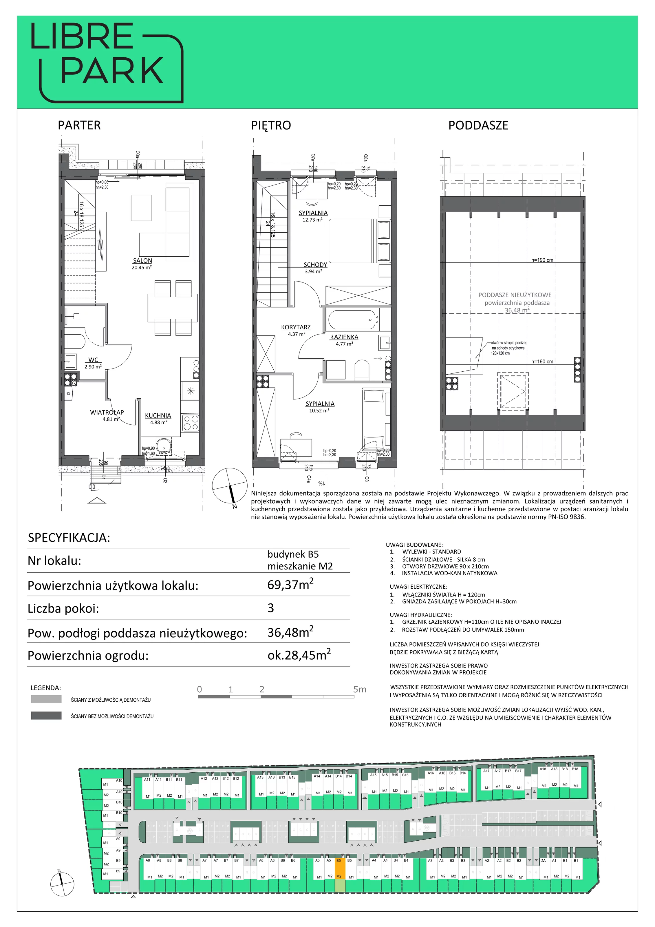 3 pokoje, mieszkanie 69,37 m², parter, oferta nr B5/M2, Libre Park - etap II, Kosakowo, ul. Dyniowa