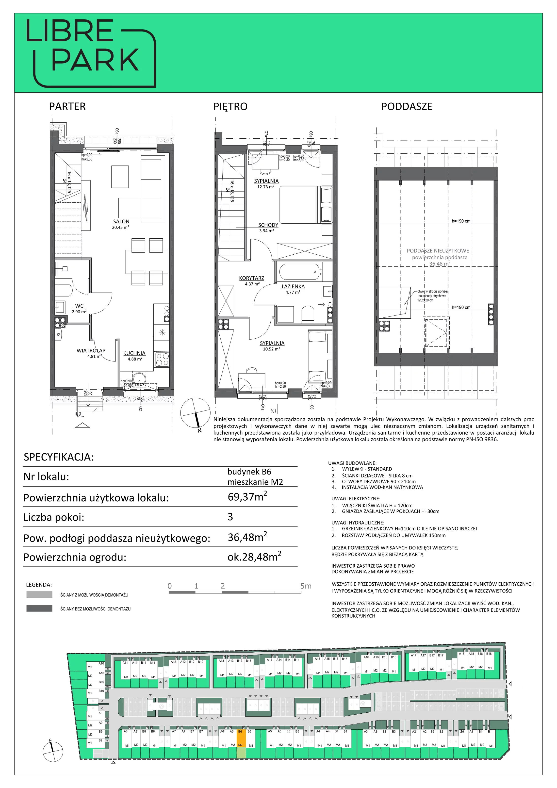 3 pokoje, mieszkanie 69,37 m², parter, oferta nr B6/M2, Libre Park - etap II, Kosakowo, ul. Dyniowa