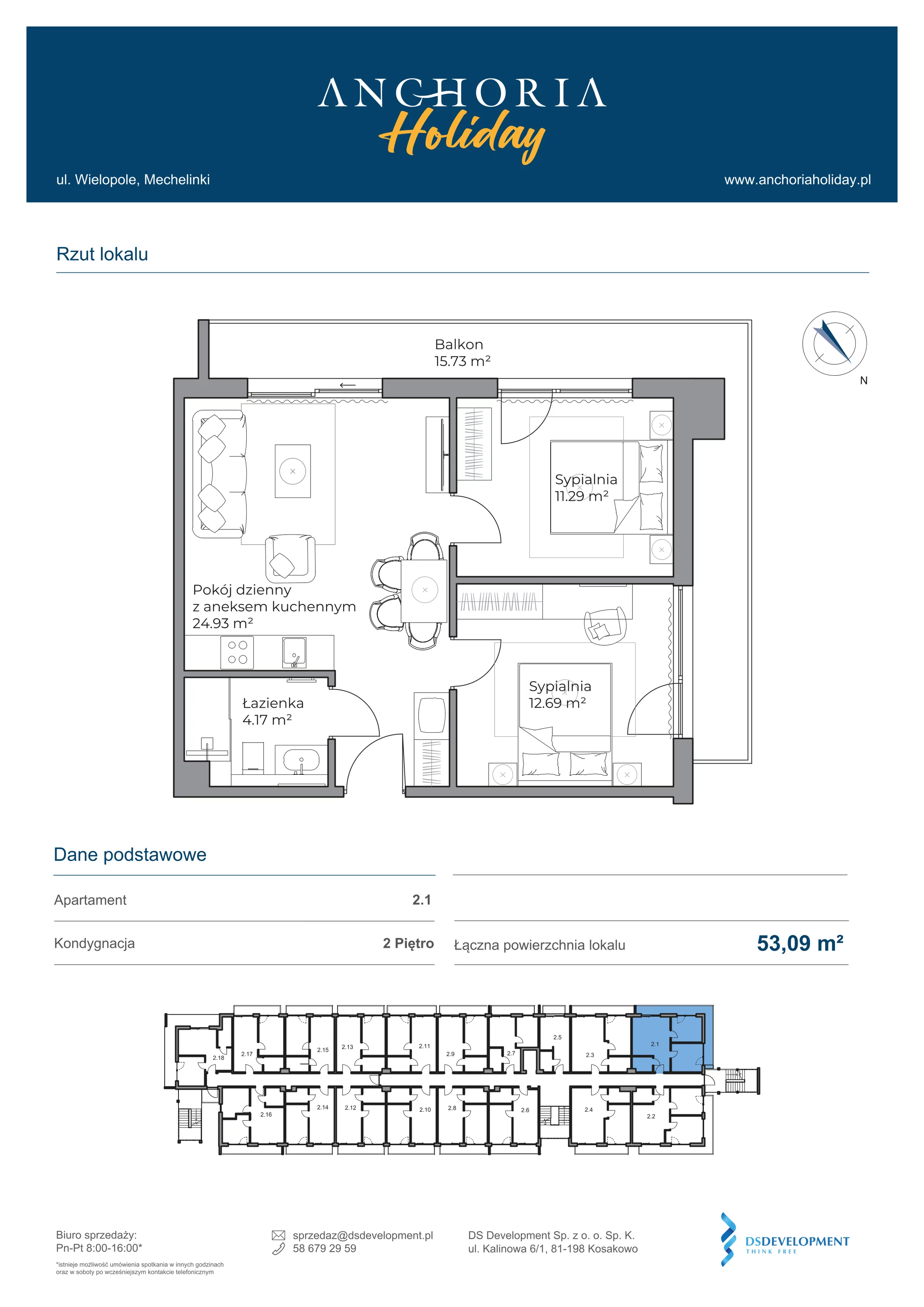 Apartament inwestycyjny 53,08 m², piętro 2, oferta nr B_2_1, Anchoria Holiday, Mechelinki, ul. Wielopole 36