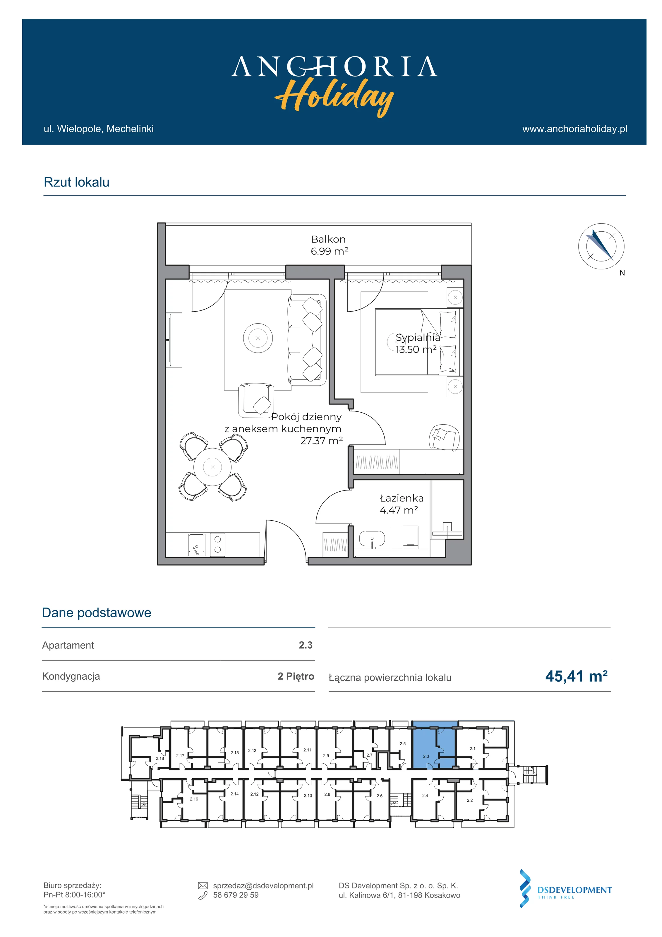 Apartament inwestycyjny 45,34 m², piętro 2, oferta nr B_2_3, Anchoria Holiday, Mechelinki, ul. Wielopole 36