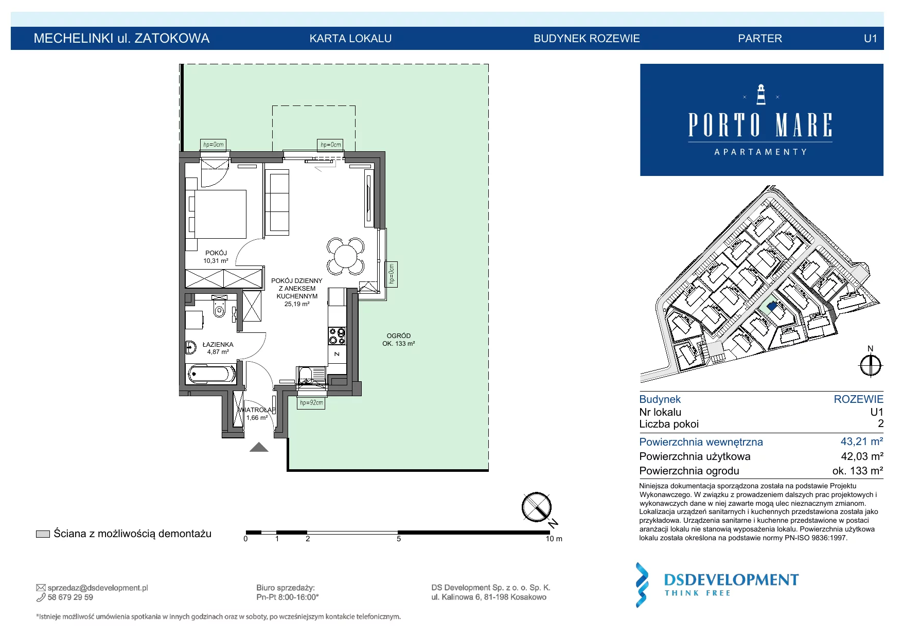 Apartament 42,03 m², parter, oferta nr ROZEWIE.U1, Porto Mare, Mechelinki, ul. Zatokowa