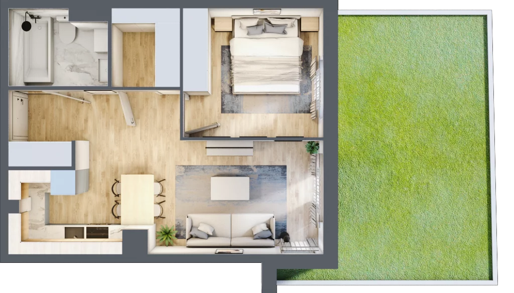 2 pokoje, mieszkanie 44,02 m², parter, oferta nr J03, Nowa Sportowa, Brwinów, ul. Sportowa