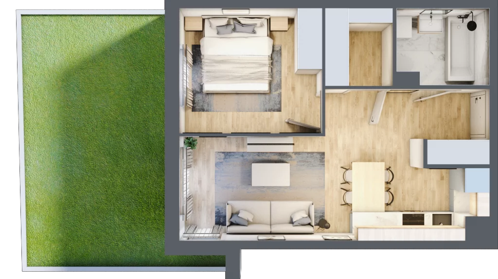 2 pokoje, mieszkanie 42,05 m², parter, oferta nr J08, Nowa Sportowa, Brwinów, ul. Sportowa