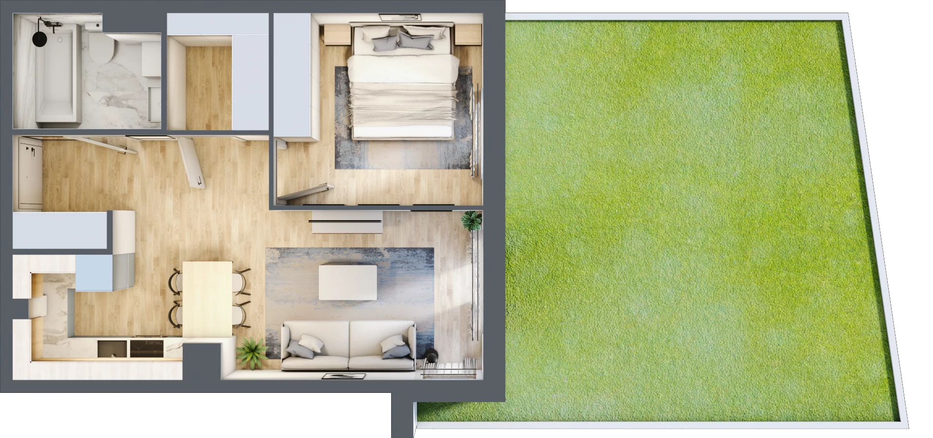 2 pokoje, mieszkanie 44,02 m², parter, oferta nr K03, Nowa Sportowa, Brwinów, ul. Sportowa