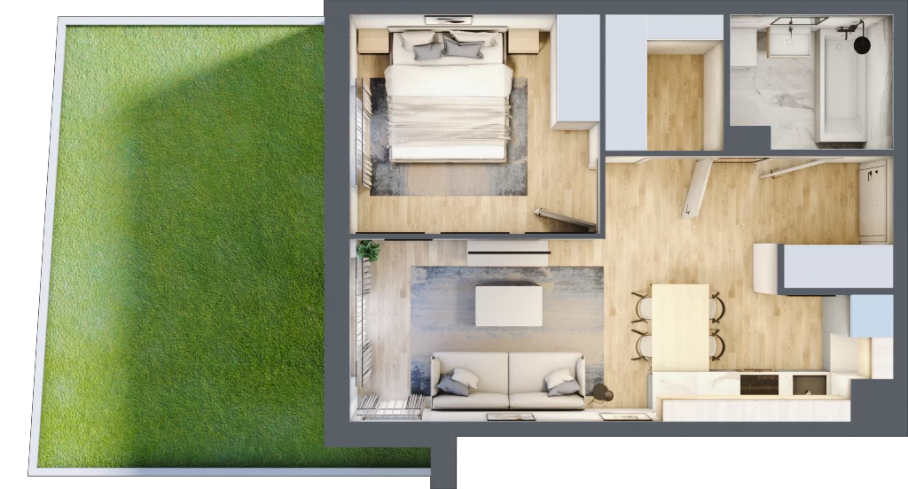 2 pokoje, mieszkanie 42,05 m², parter, oferta nr K08, Nowa Sportowa, Brwinów, ul. Sportowa