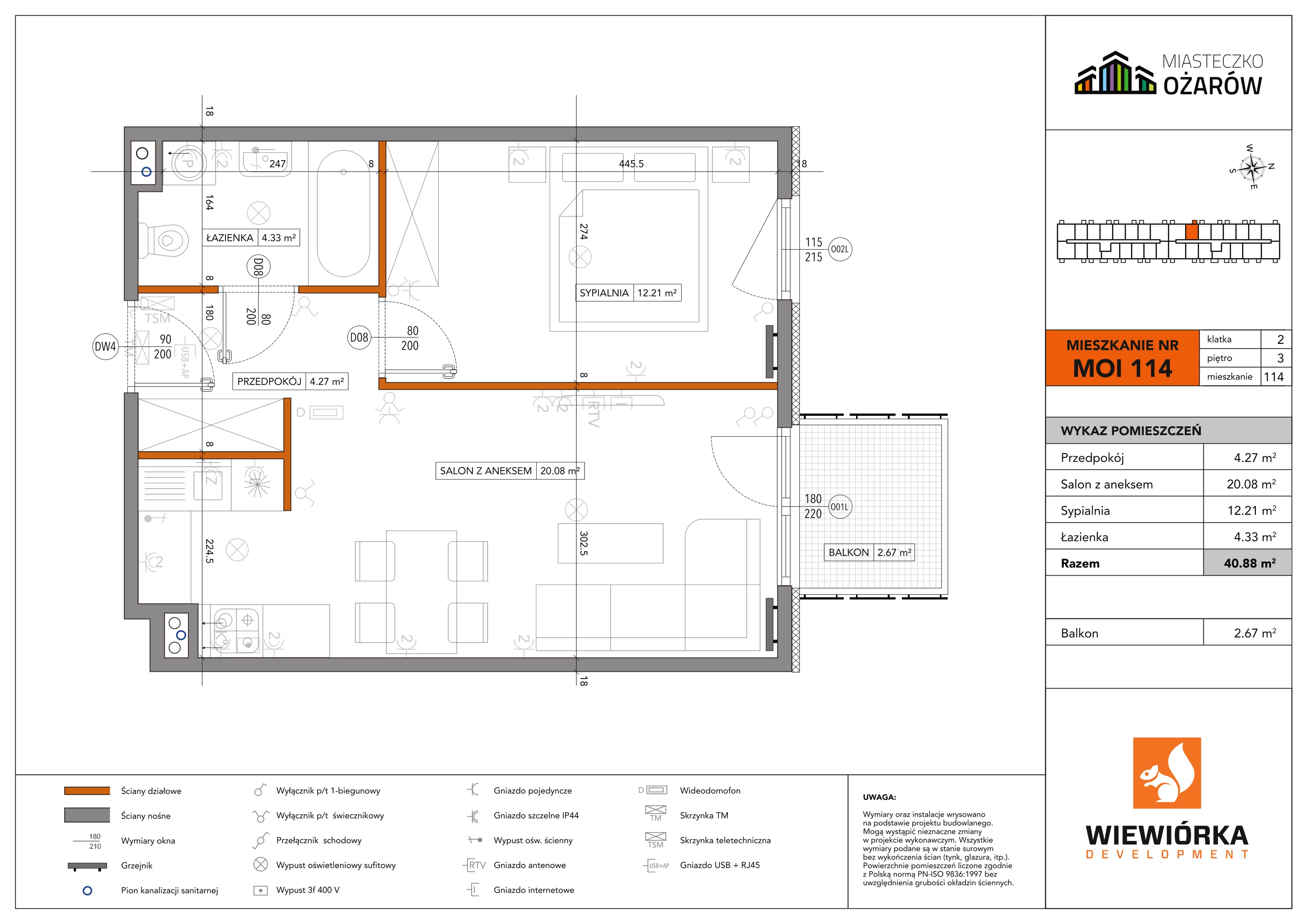 Mieszkanie 40,88 m², piętro 3, oferta nr MOI114, Miasteczko Ożarów, Ożarów Mazowiecki, ul. Kapucka