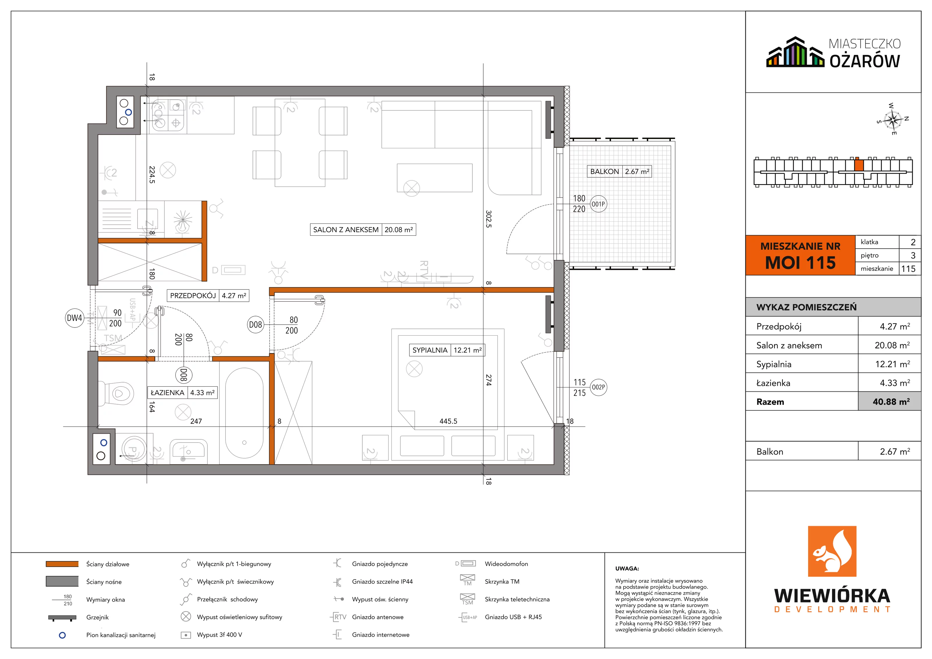 Mieszkanie 40,88 m², piętro 3, oferta nr MOI115, Miasteczko Ożarów, Ożarów Mazowiecki, ul. Kapucka