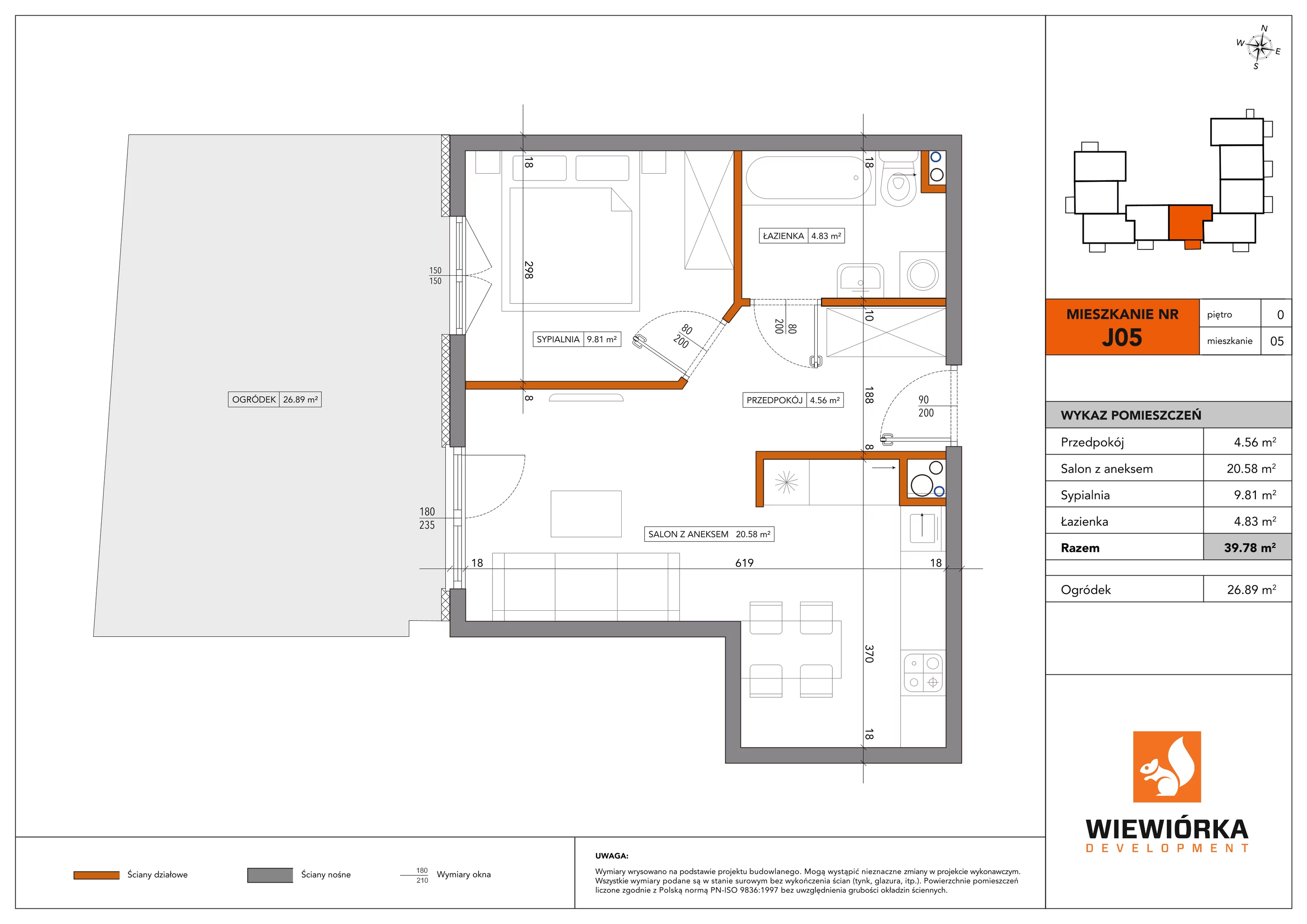 2 pokoje, mieszkanie 39,78 m², parter, oferta nr J05, Nowa Sportowa, Brwinów, ul. Sportowa