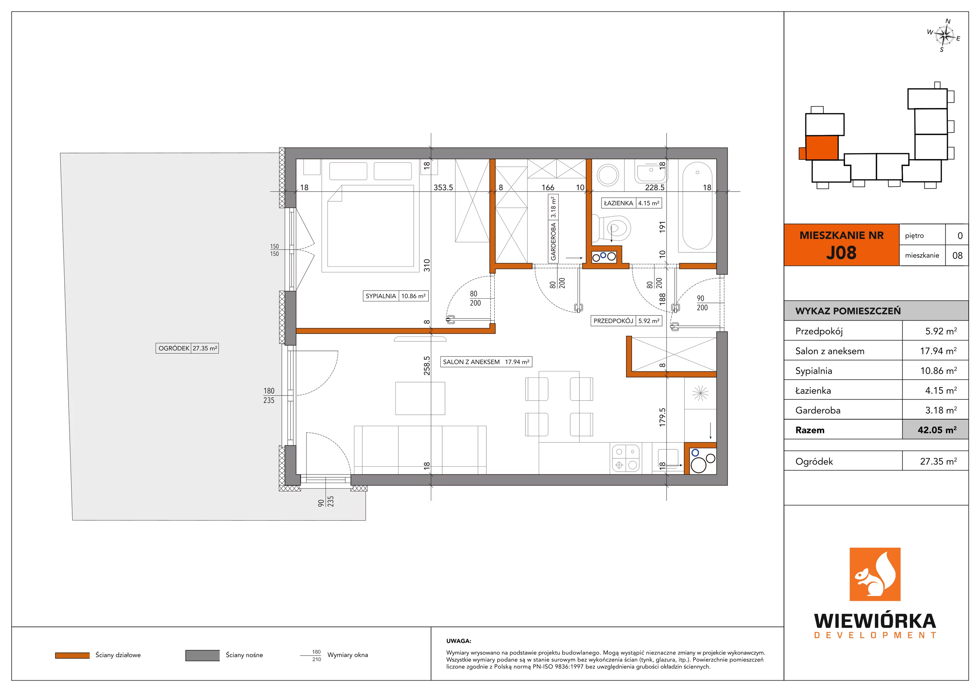 2 pokoje, mieszkanie 42,05 m², parter, oferta nr J08, Nowa Sportowa, Brwinów, ul. Sportowa