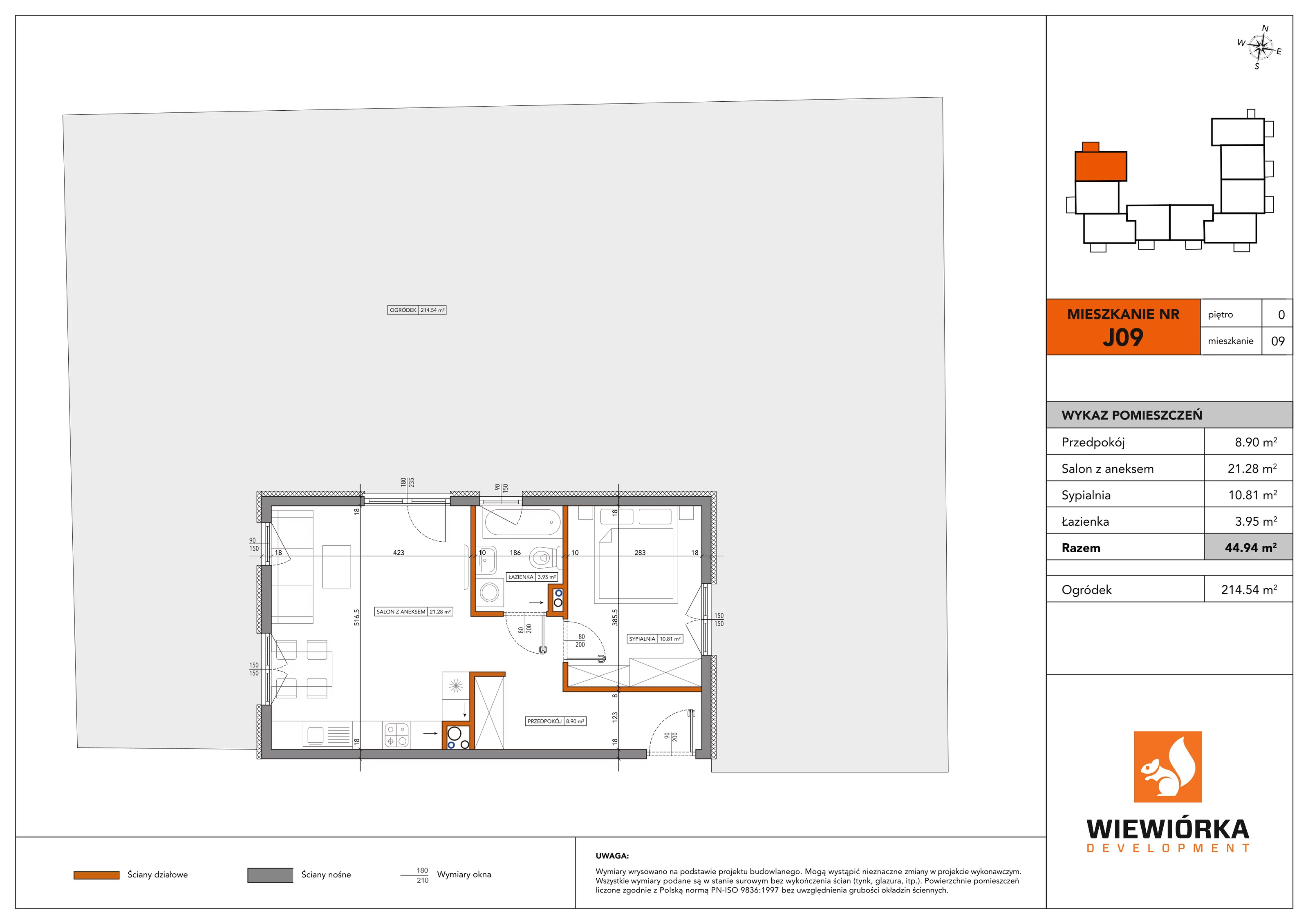 2 pokoje, mieszkanie 44,94 m², parter, oferta nr J09, Nowa Sportowa, Brwinów, ul. Sportowa