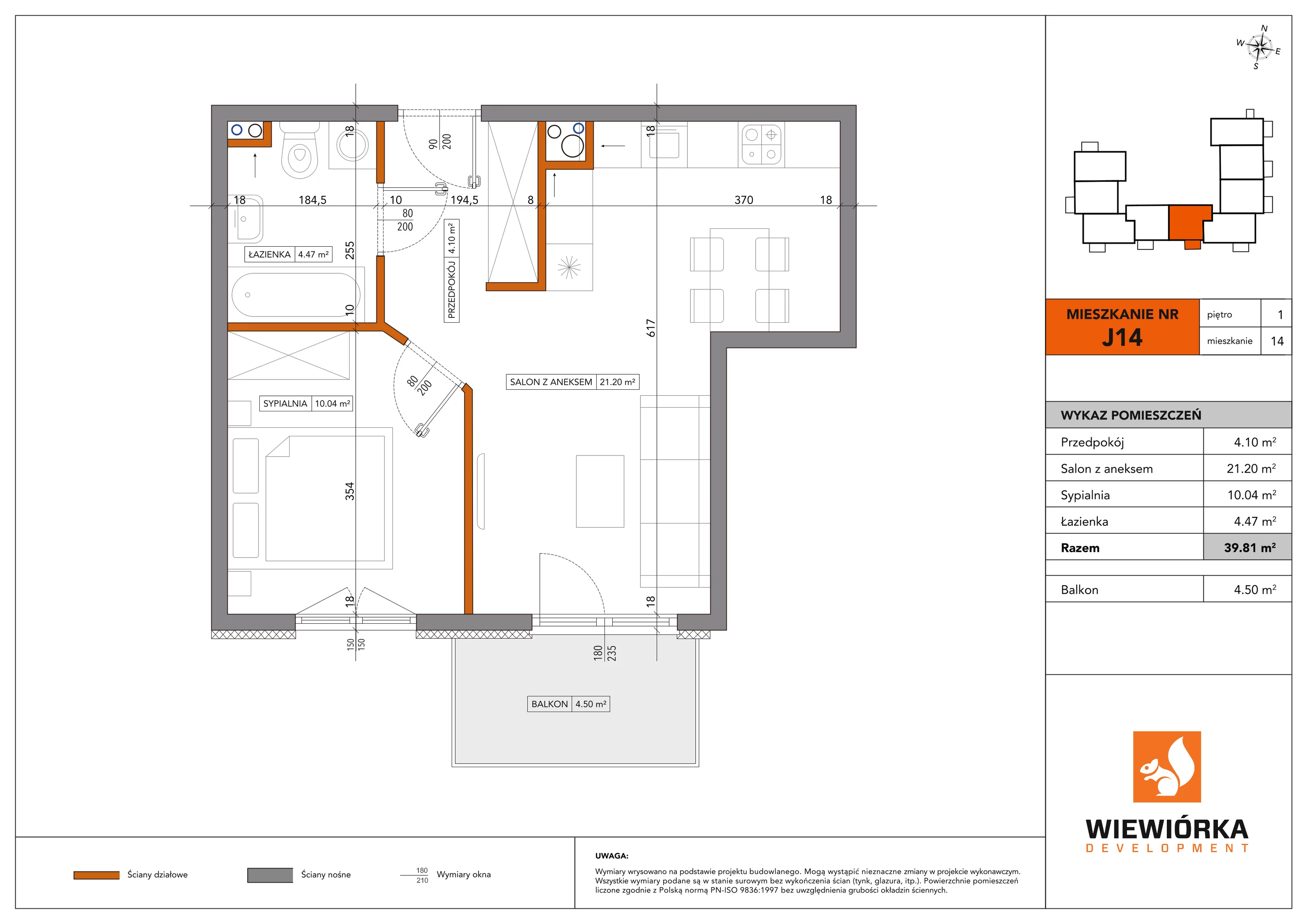 2 pokoje, mieszkanie 39,81 m², piętro 1, oferta nr J14, Nowa Sportowa, Brwinów, ul. Sportowa