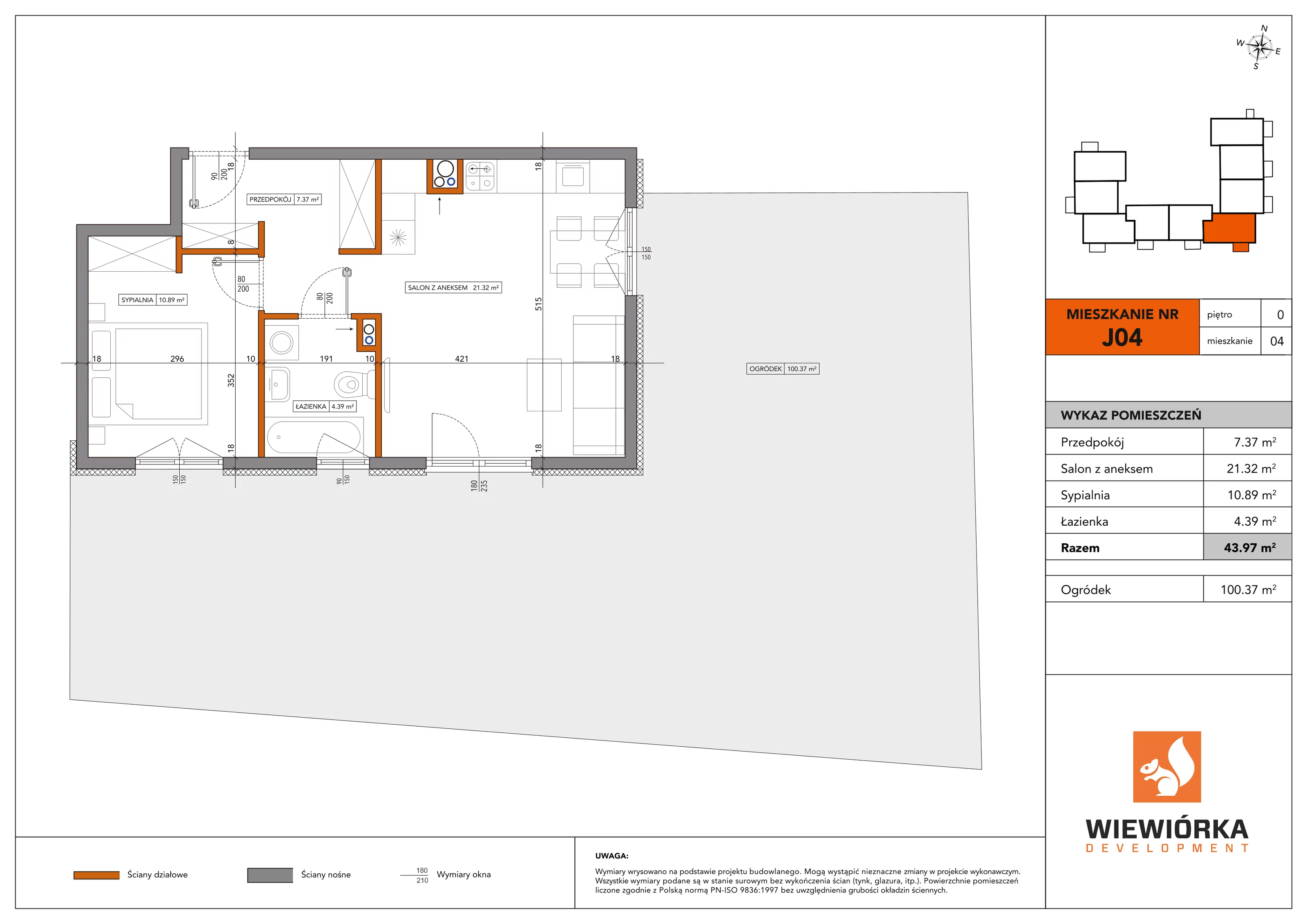 2 pokoje, mieszkanie 43,97 m², parter, oferta nr J04, Nowa Sportowa, Brwinów, ul. Sportowa