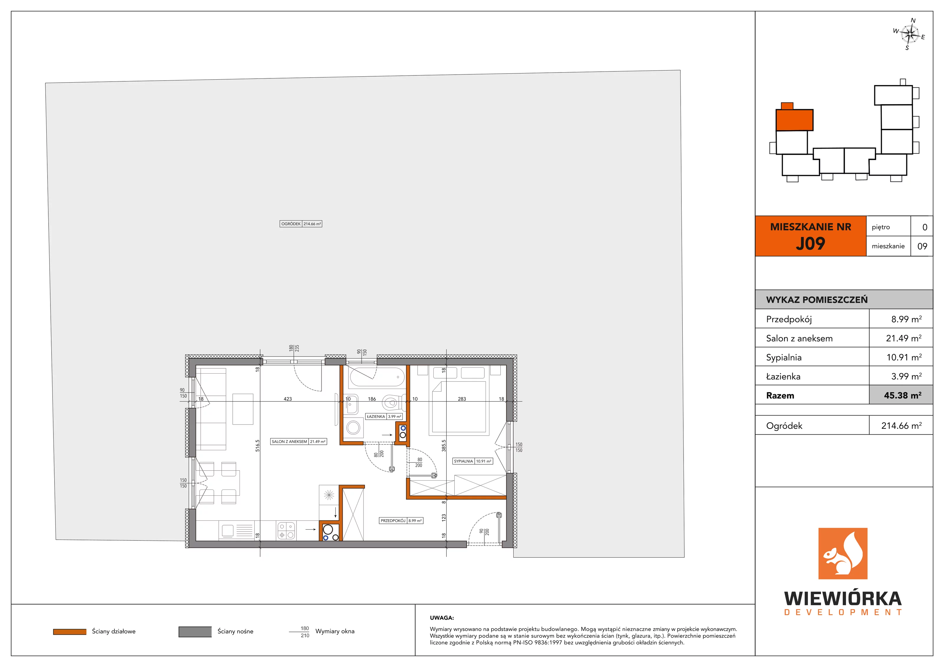 2 pokoje, mieszkanie 45,38 m², parter, oferta nr J09, Nowa Sportowa, Brwinów, ul. Sportowa