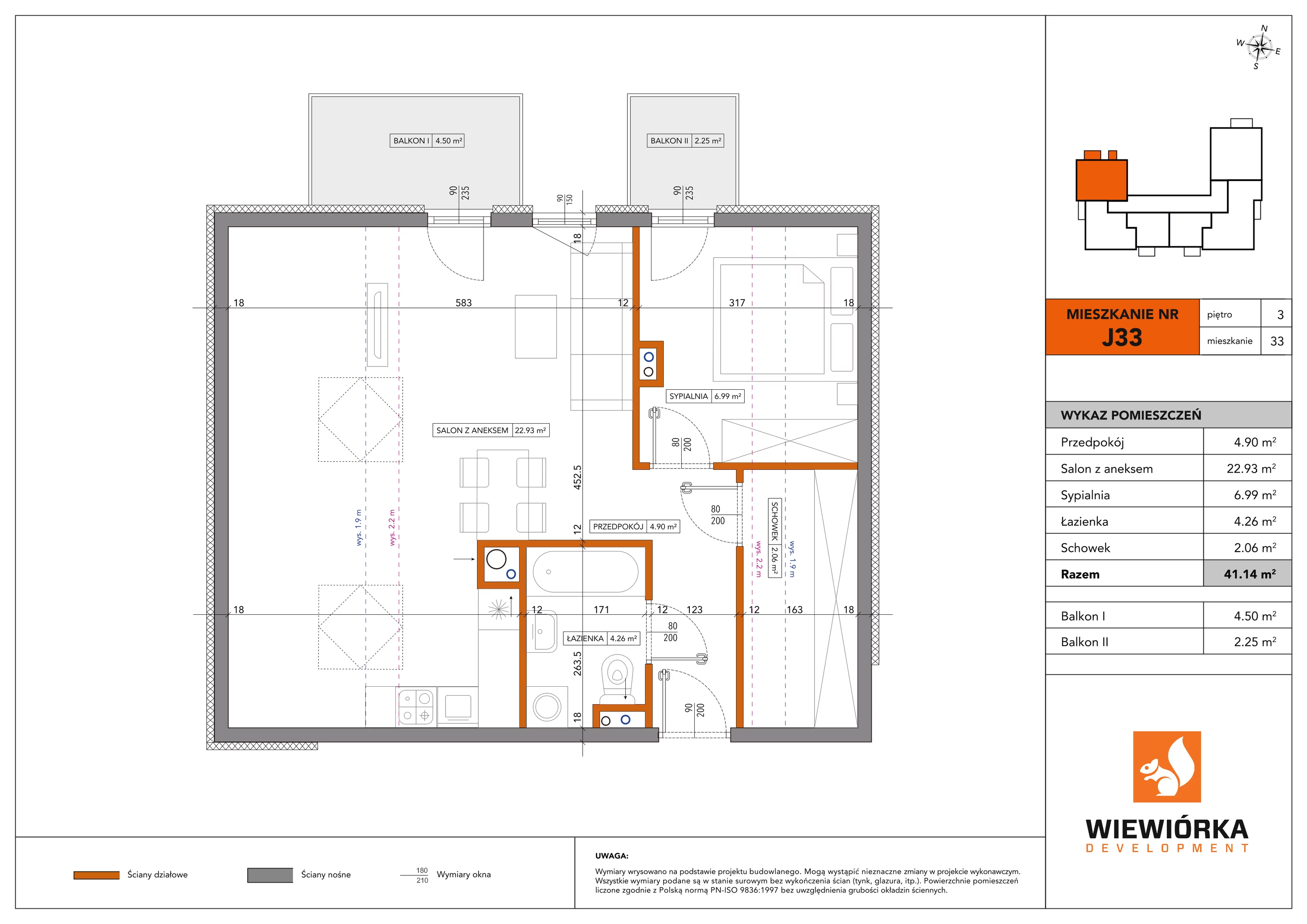 2 pokoje, mieszkanie 41,14 m², piętro 3, oferta nr J33, Nowa Sportowa, Brwinów, ul. Sportowa