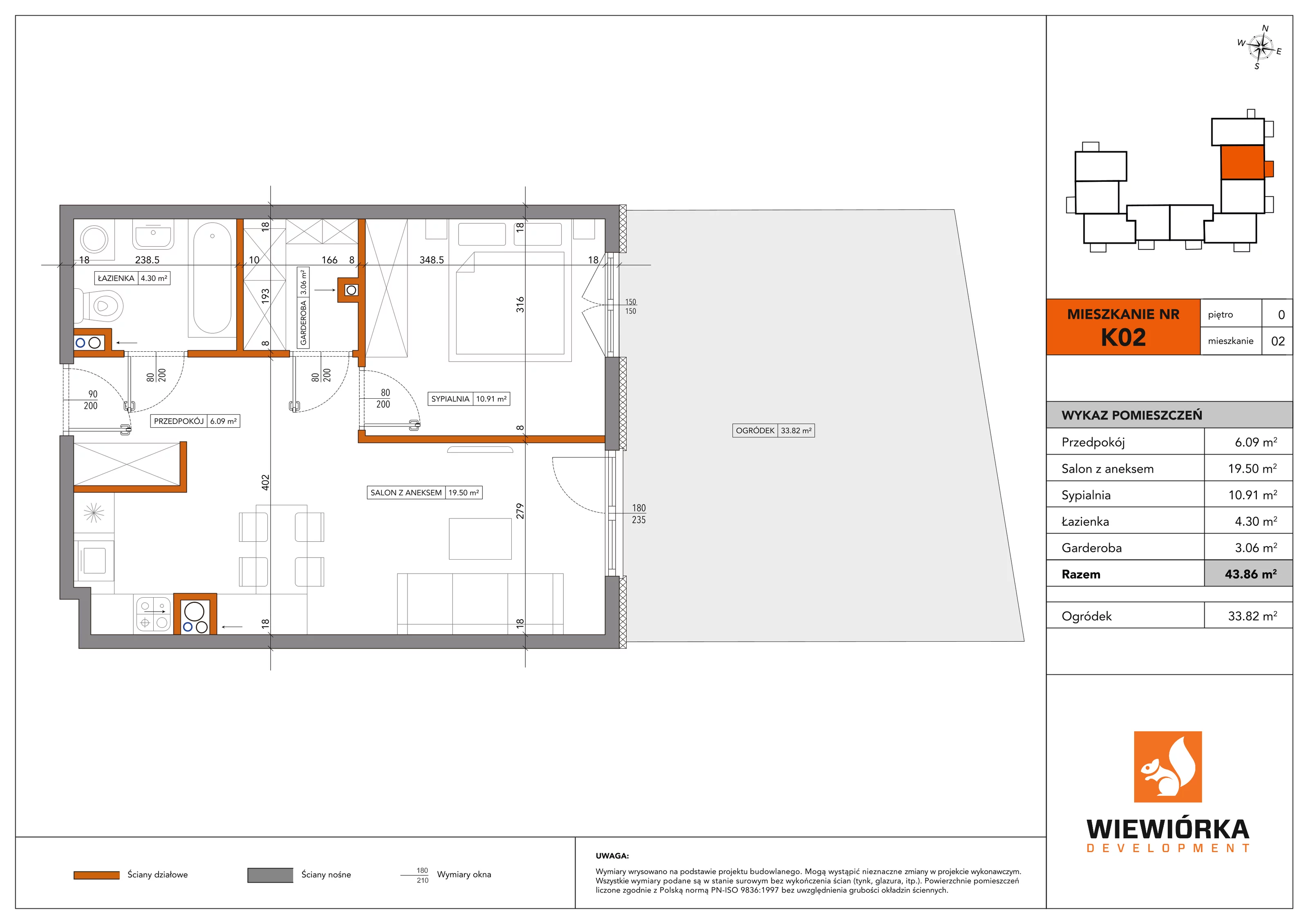 2 pokoje, mieszkanie 43,86 m², parter, oferta nr K02, Nowa Sportowa, Brwinów, ul. Sportowa