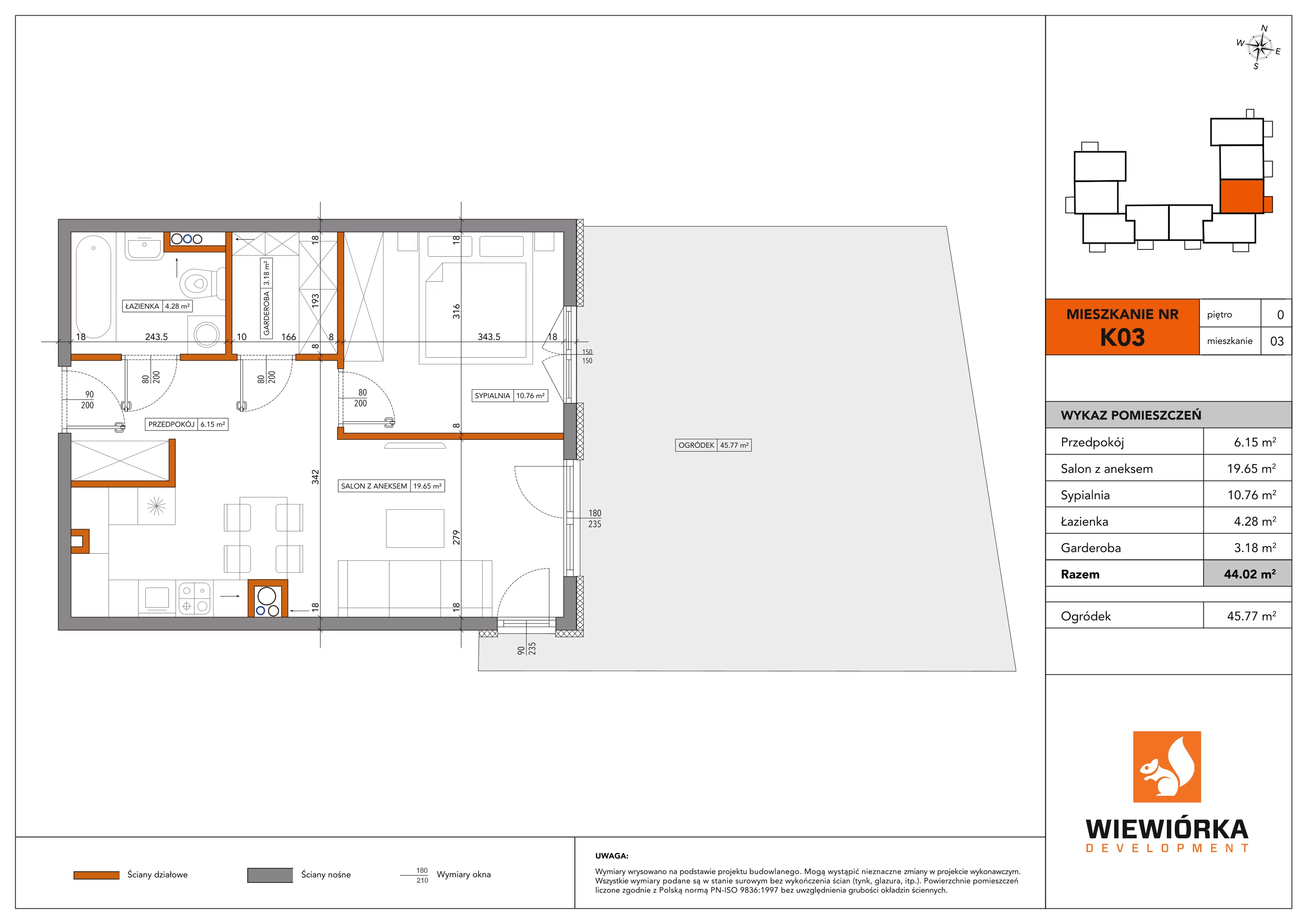 2 pokoje, mieszkanie 44,02 m², parter, oferta nr K03, Nowa Sportowa, Brwinów, ul. Sportowa