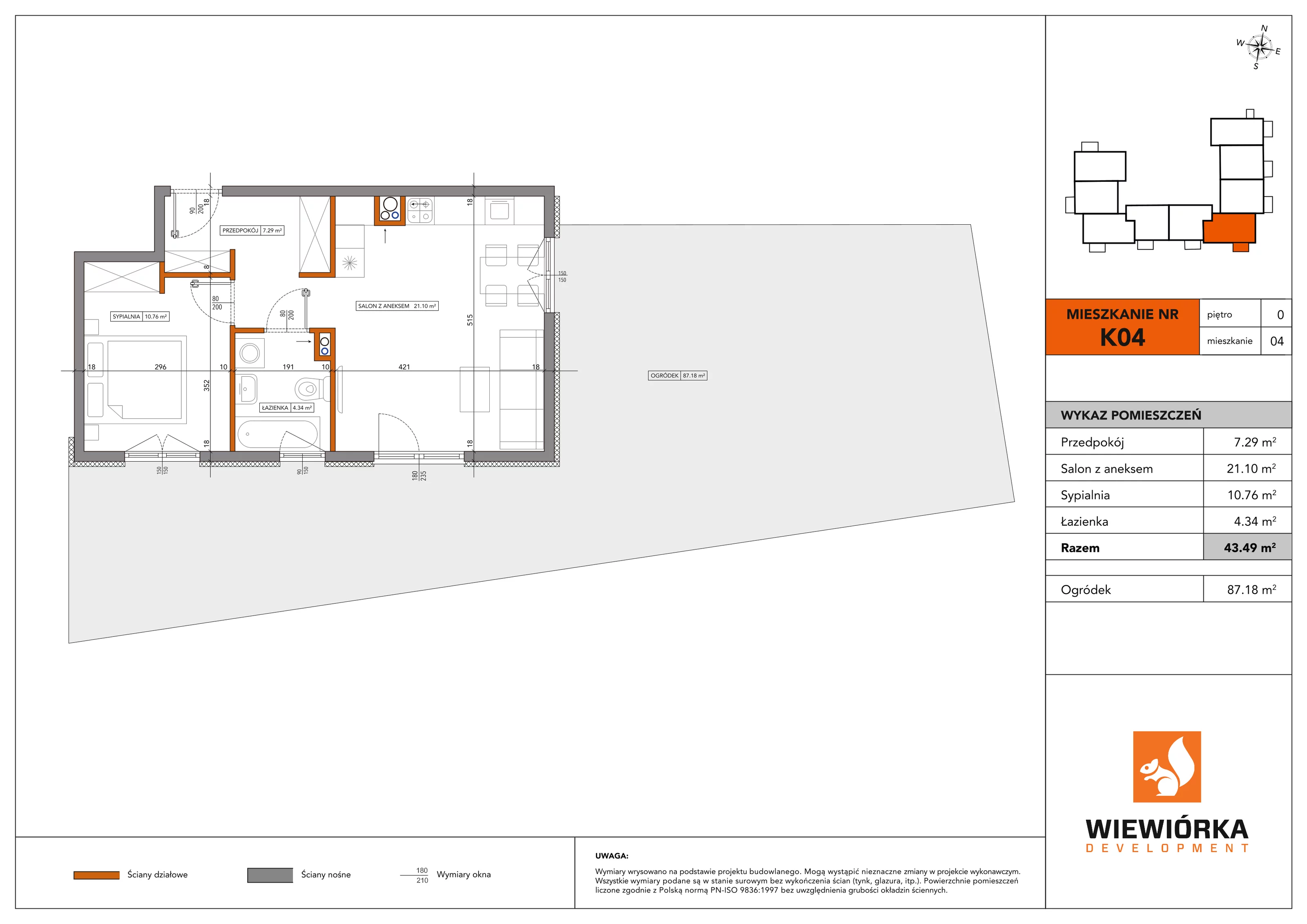 2 pokoje, mieszkanie 43,49 m², parter, oferta nr K04, Nowa Sportowa, Brwinów, ul. Sportowa
