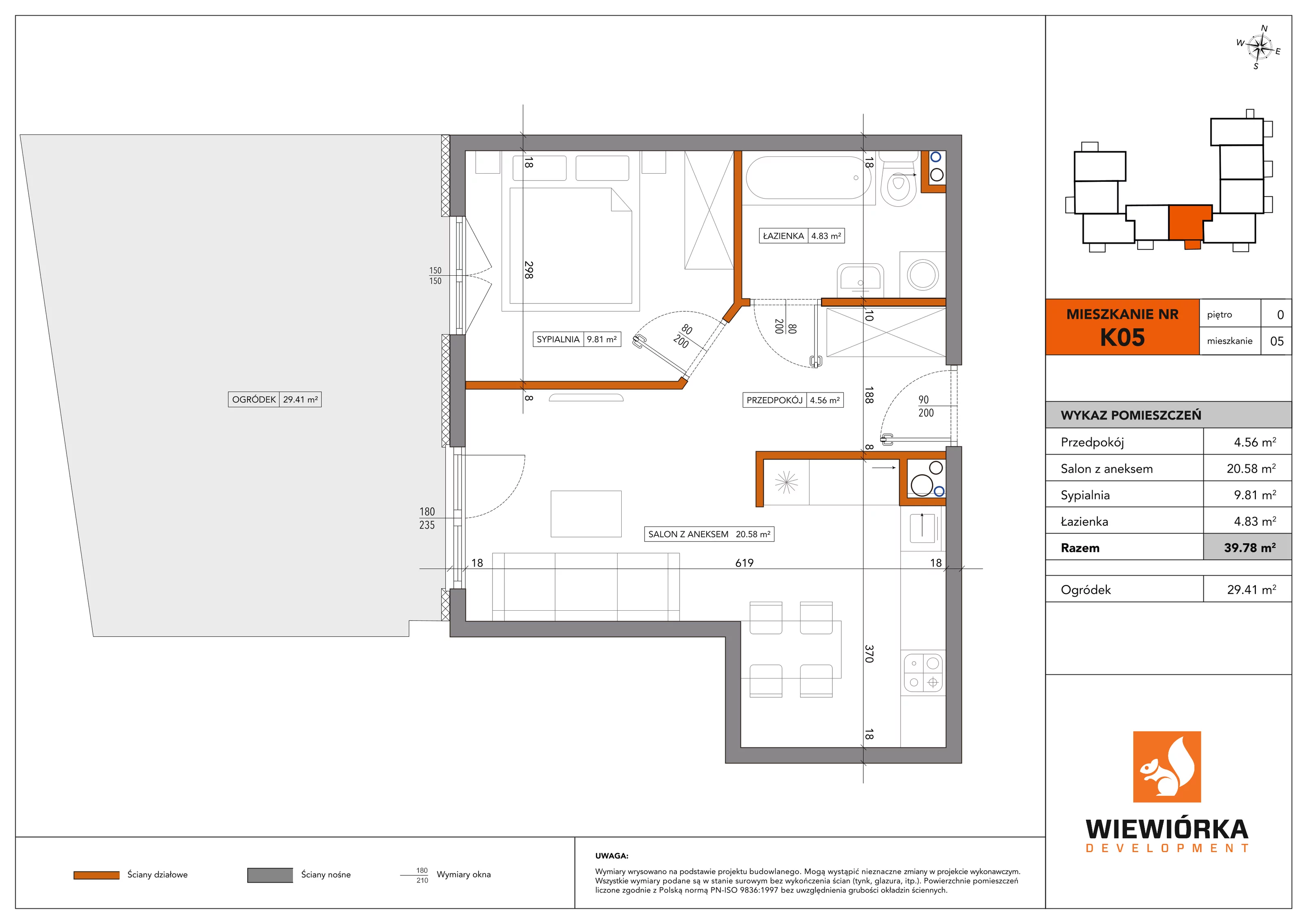 2 pokoje, mieszkanie 39,78 m², parter, oferta nr K05, Nowa Sportowa, Brwinów, ul. Sportowa