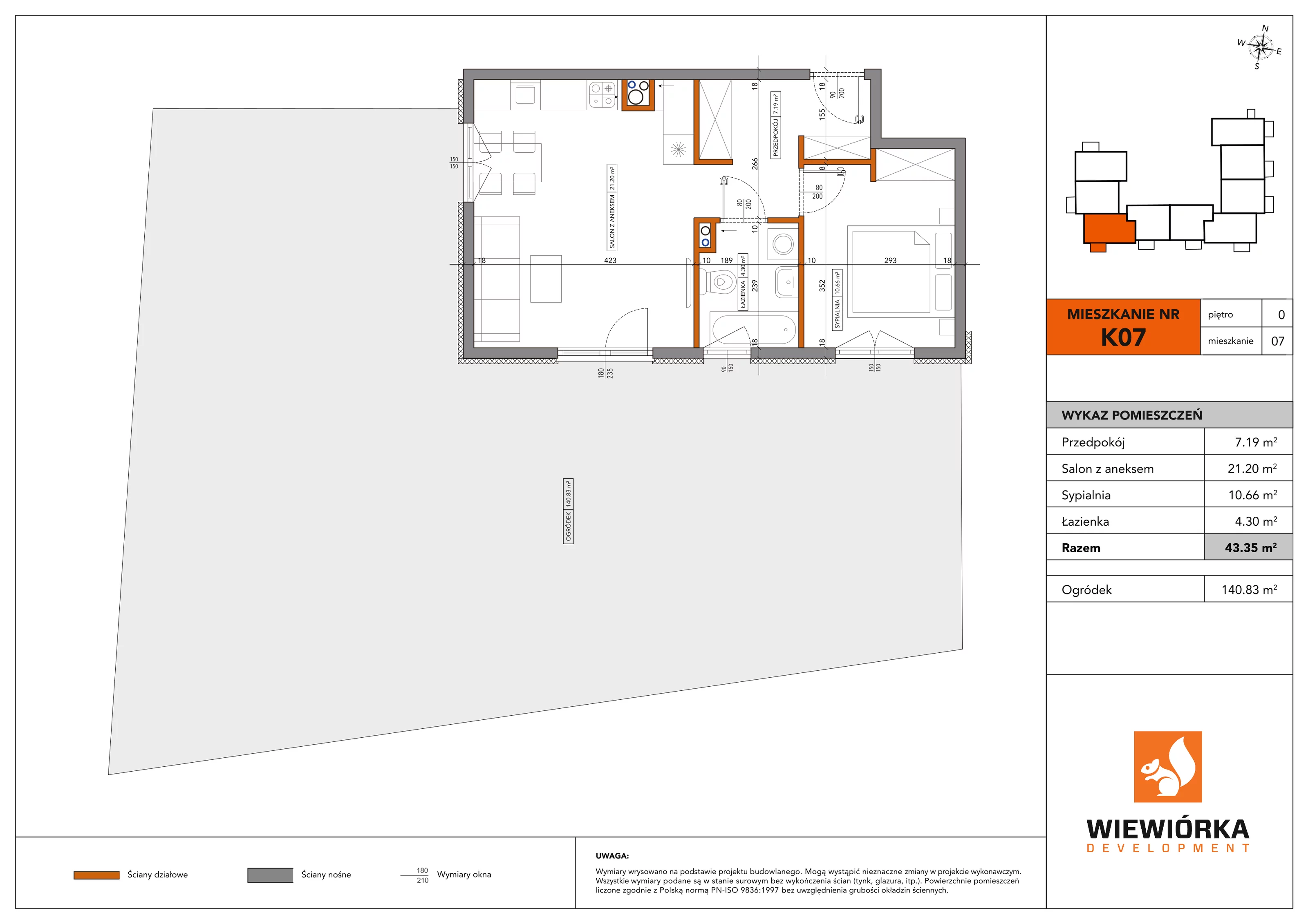 2 pokoje, mieszkanie 43,35 m², parter, oferta nr K07, Nowa Sportowa, Brwinów, ul. Sportowa