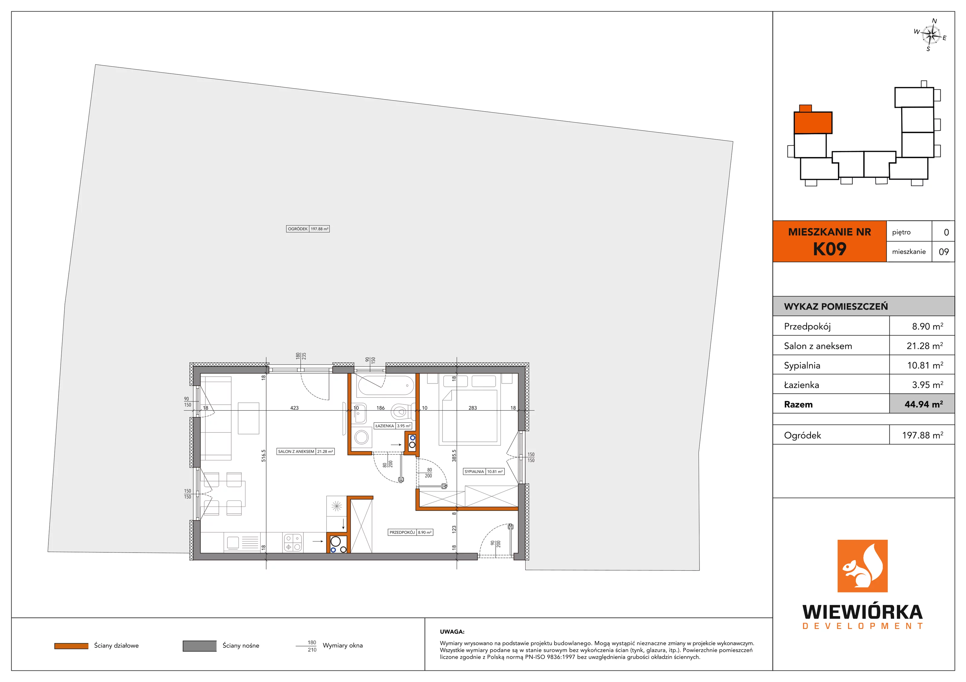 2 pokoje, mieszkanie 44,94 m², parter, oferta nr K09, Nowa Sportowa, Brwinów, ul. Sportowa