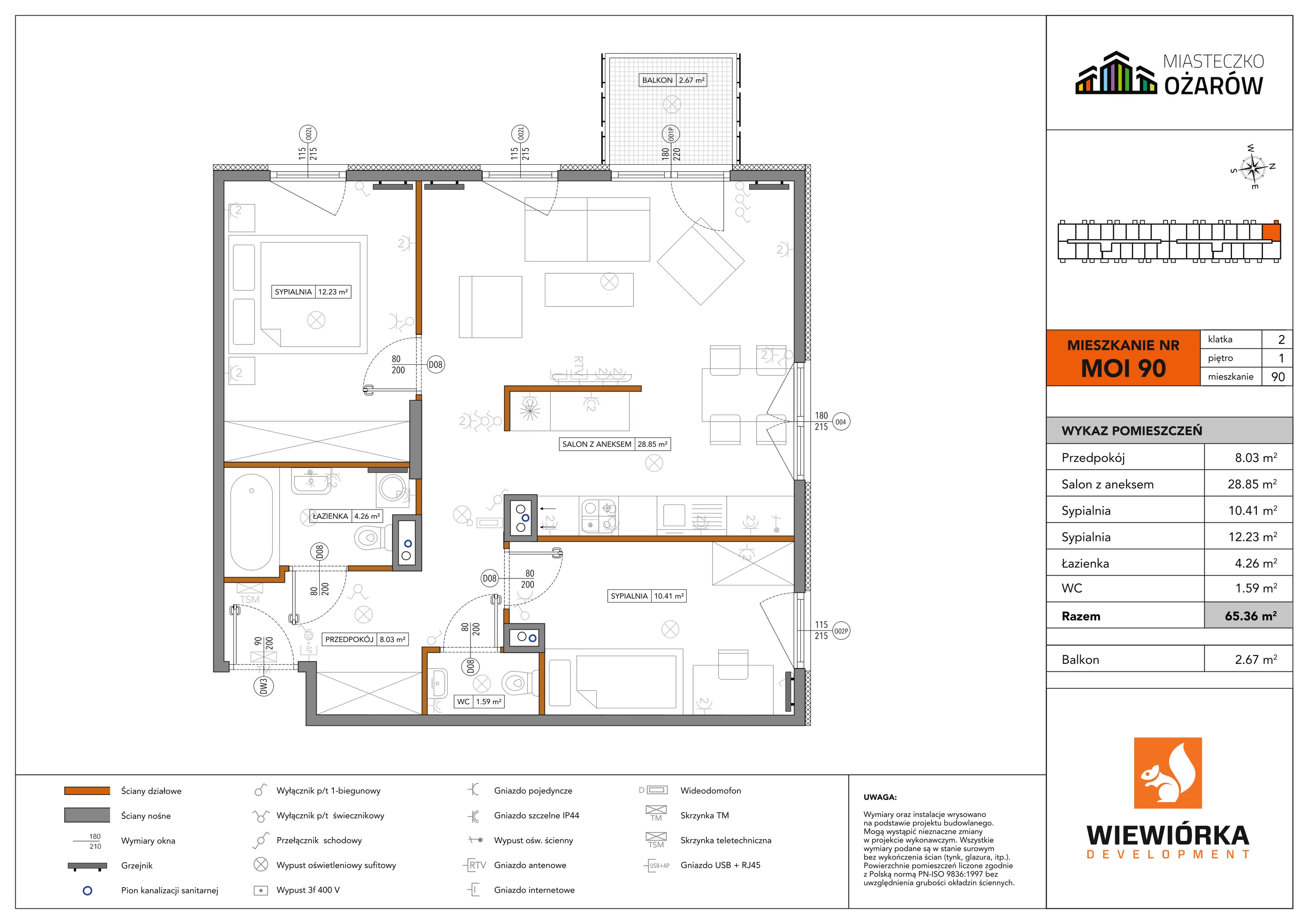 Mieszkanie 65,36 m², piętro 1, oferta nr MOI90, Miasteczko Ożarów, Ożarów Mazowiecki, ul. Kapucka