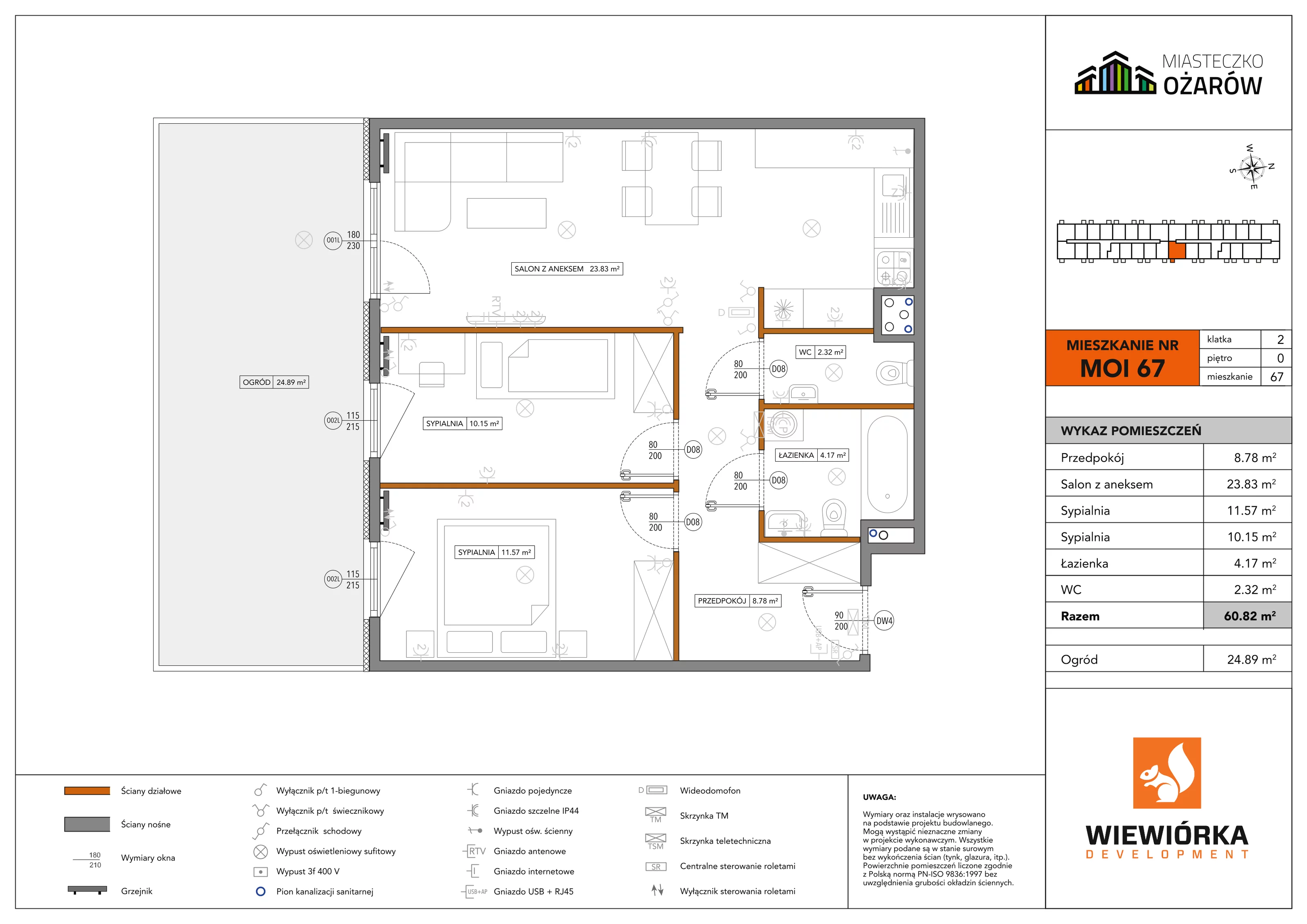 Mieszkanie 60,82 m², parter, oferta nr MOI67, Miasteczko Ożarów, Ożarów Mazowiecki, ul. Kapucka