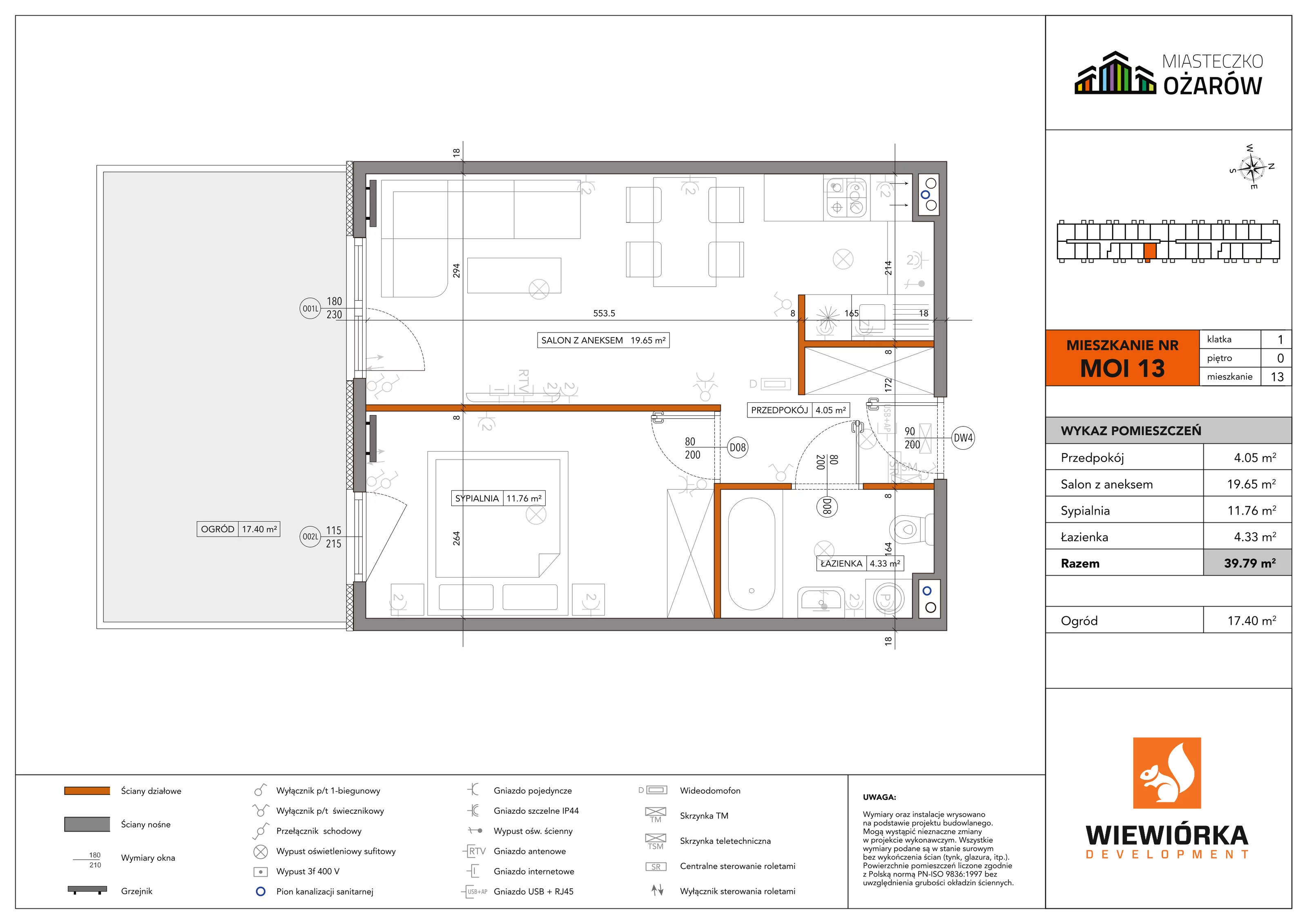 Mieszkanie 39,79 m², parter, oferta nr MOI13, Miasteczko Ożarów, Ożarów Mazowiecki, ul. Kapucka