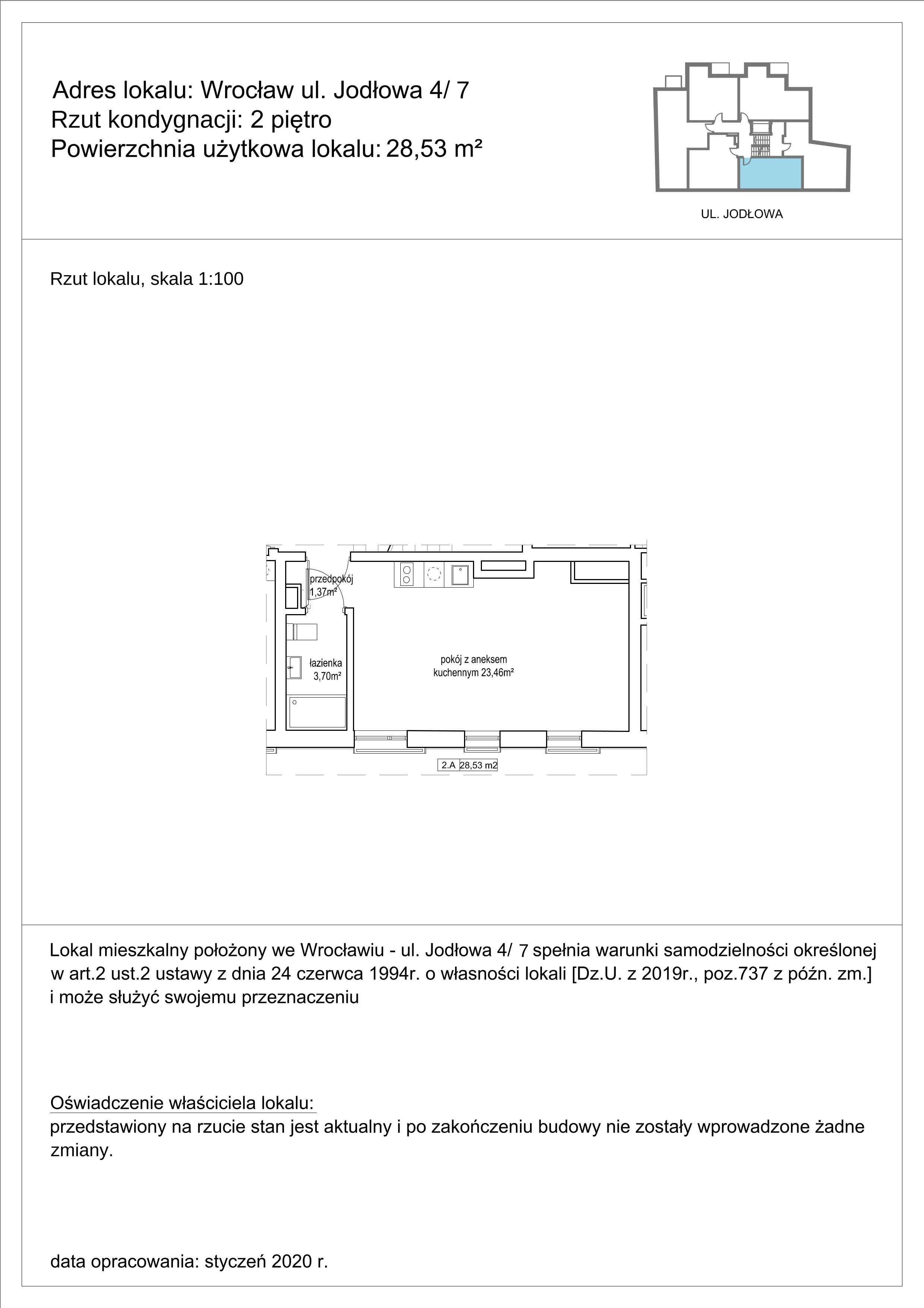 1 pokój, mieszkanie 28,53 m², piętro 2, oferta nr 7, Apartamenty NowyTarg, Wrocław, Stare Miasto, ul. Jodłowa