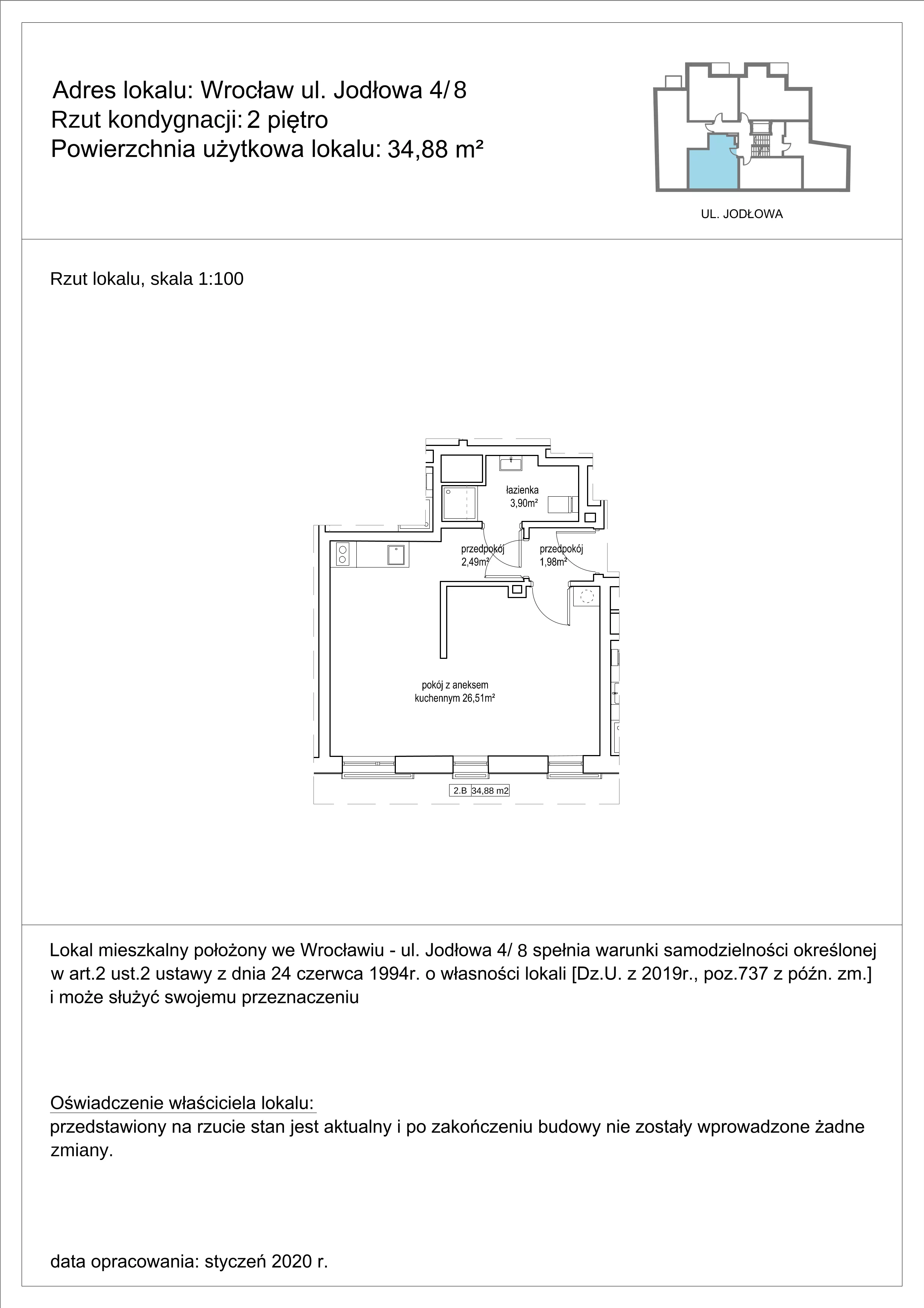1 pokój, apartament 34,88 m², piętro 2, oferta nr 8, Apartamenty NowyTarg, Wrocław, Stare Miasto, ul. Jodłowa