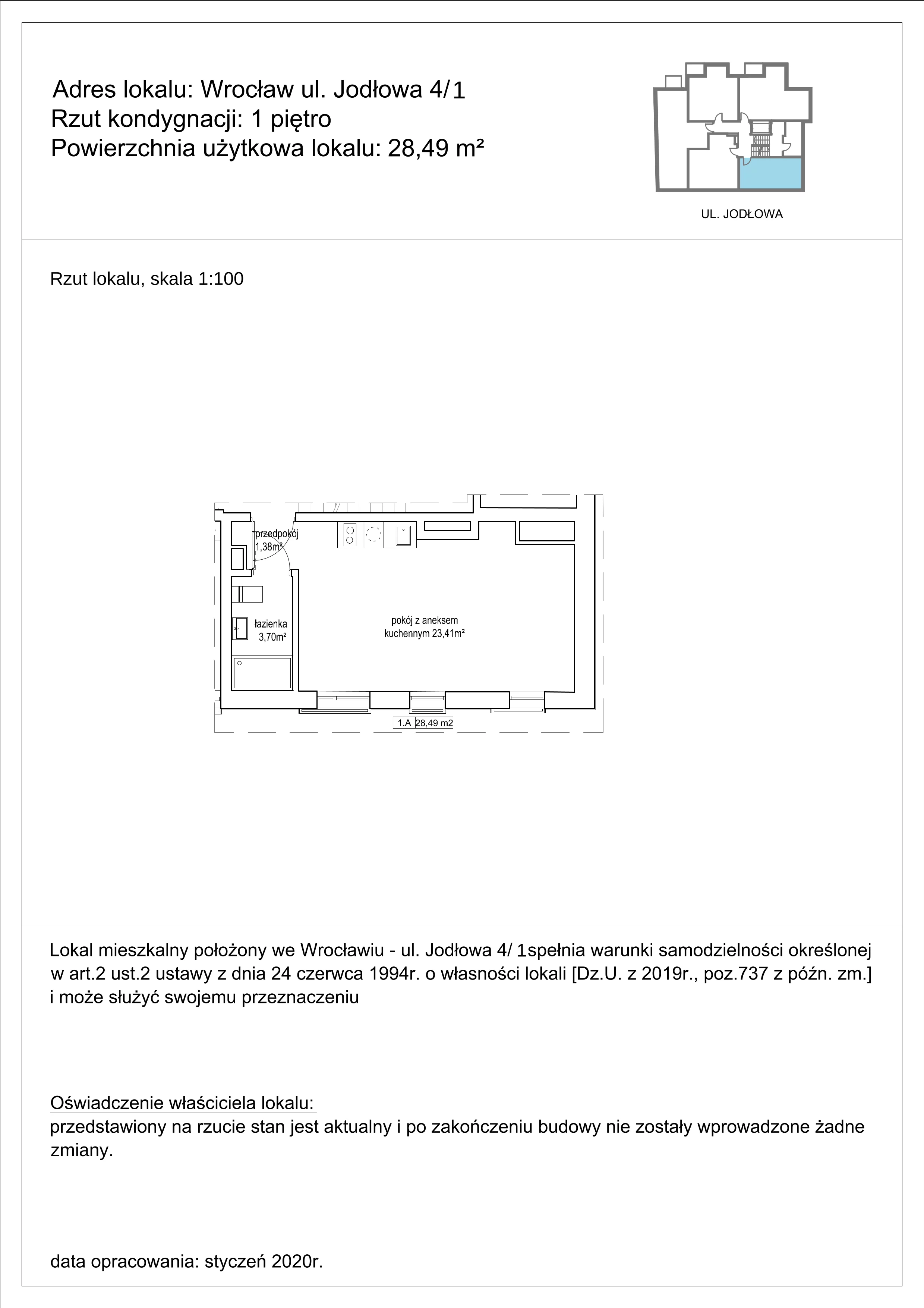 1 pokój, apartament 28,49 m², piętro 1, oferta nr 1, Apartamenty NowyTarg, Wrocław, Stare Miasto, ul. Jodłowa
