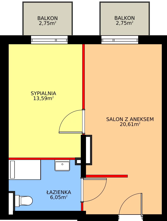 2 pokoje, apartament 40,25 m², piętro 1, oferta nr P101, Rajska 77, Wrocław, Leśnica, Fabryczna, ul. Rajska 77
