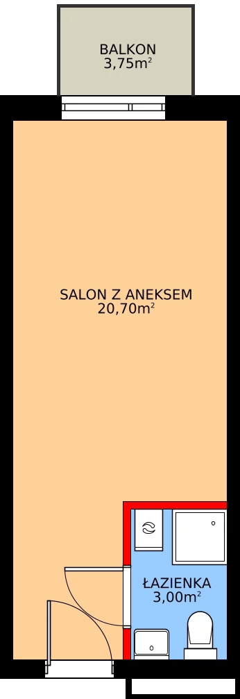 Zalety mieszkania 23.7 m², P104