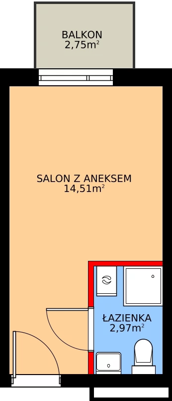 Zalety mieszkania 17.48 m², P108