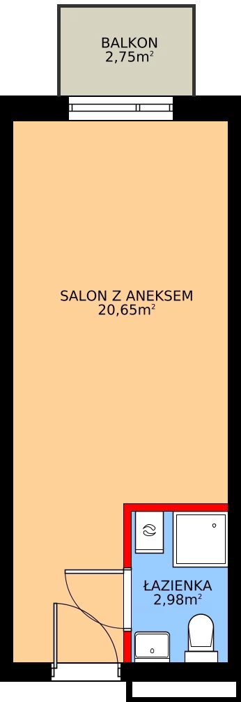 1 pokój, apartament 23,63 m², piętro 1, oferta nr P102, Rajska 77, Wrocław, Leśnica, Fabryczna, ul. Rajska 77