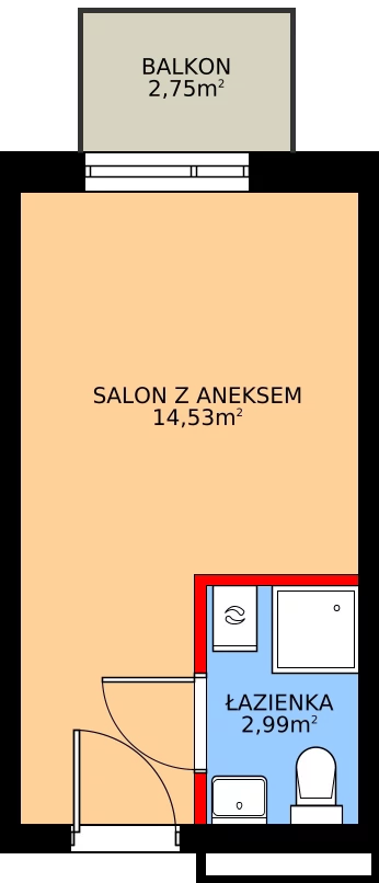 1 pokój, apartament 17,52 m², piętro 1, oferta nr P106, Rajska 77, Wrocław, Leśnica, Fabryczna, ul. Rajska 77