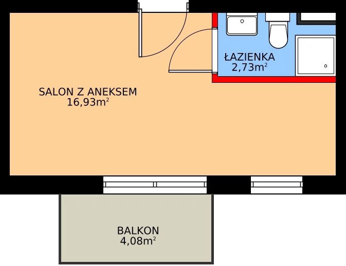 1 pokój, apartament 19,66 m², piętro 1, oferta nr P113, Rajska 77, Wrocław, Leśnica, Fabryczna, ul. Rajska 77