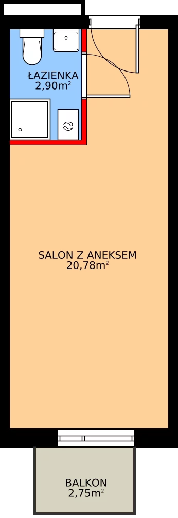 Zalety mieszkania 23.68 m², P115