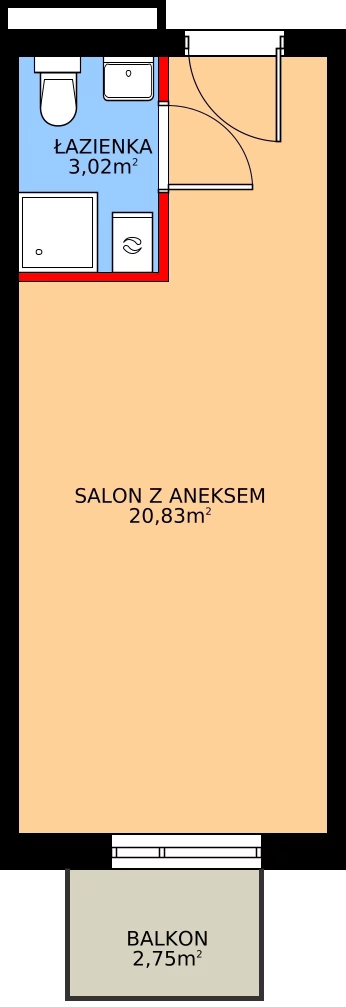 Zalety mieszkania 23.85 m², P117