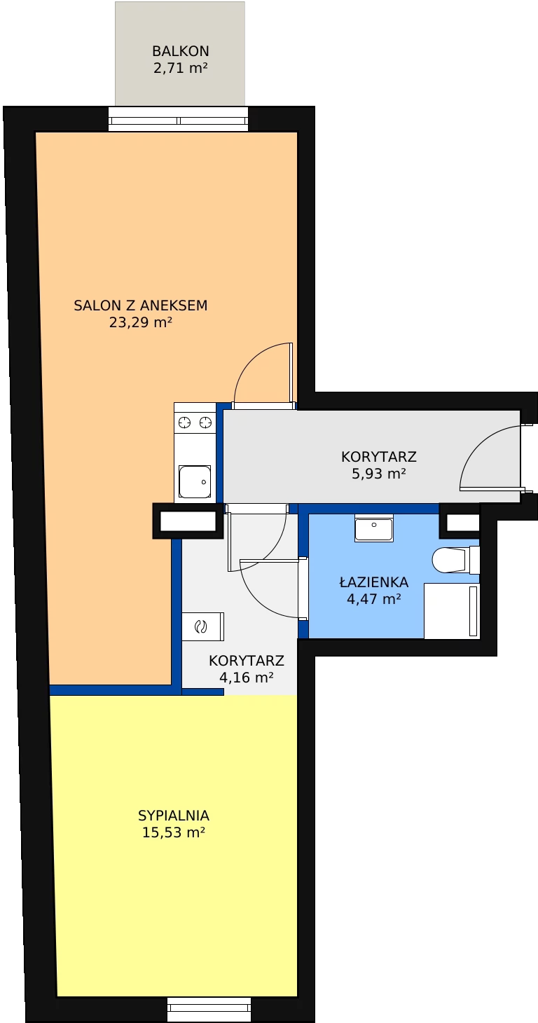 2 pokoje, apartament 53,38 m², piętro 1, oferta nr 3, Apartamenty Nowy Targ, Wrocław, Stare Miasto, ul. Jodłowa