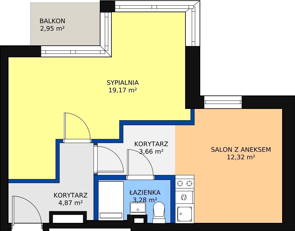 2 pokoje, apartament 43,84 m², piętro 1, oferta nr 5, Apartamenty Nowy Targ, Wrocław, Stare Miasto, ul. Jodłowa