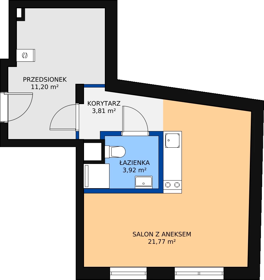 1 pokój, apartament 40,70 m², piętro 2, oferta nr 6, Apartamenty Nowy Targ, Wrocław, Stare Miasto, ul. Jodłowa