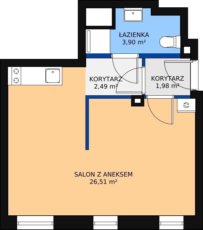 1 pokój, mieszkanie 34,88 m², piętro 2, oferta nr 8, Apartamenty Nowy Targ, Wrocław, Stare Miasto, ul. Jodłowa