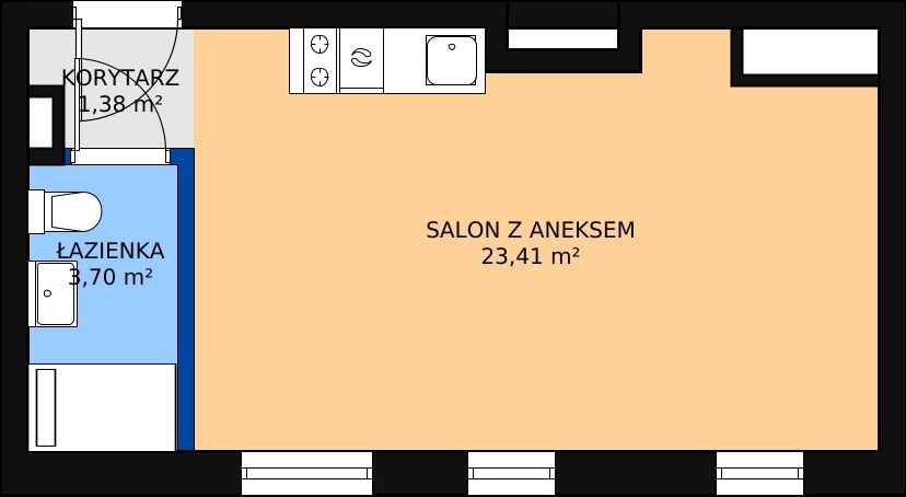 1 pokój, mieszkanie 28,49 m², piętro 1, oferta nr 1, Apartamenty Nowy Targ, Wrocław, Stare Miasto, ul. Jodłowa