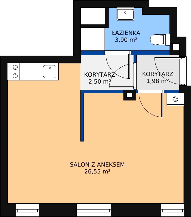 Zalety mieszkania 34.93 m², 14